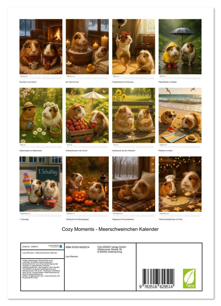 Beispielinhalt (Bild) Cozy Moments - Meerschweinchen Kalender (Wandkalender 2026 DIN A4 hoch), CALVENDO Monatskalender