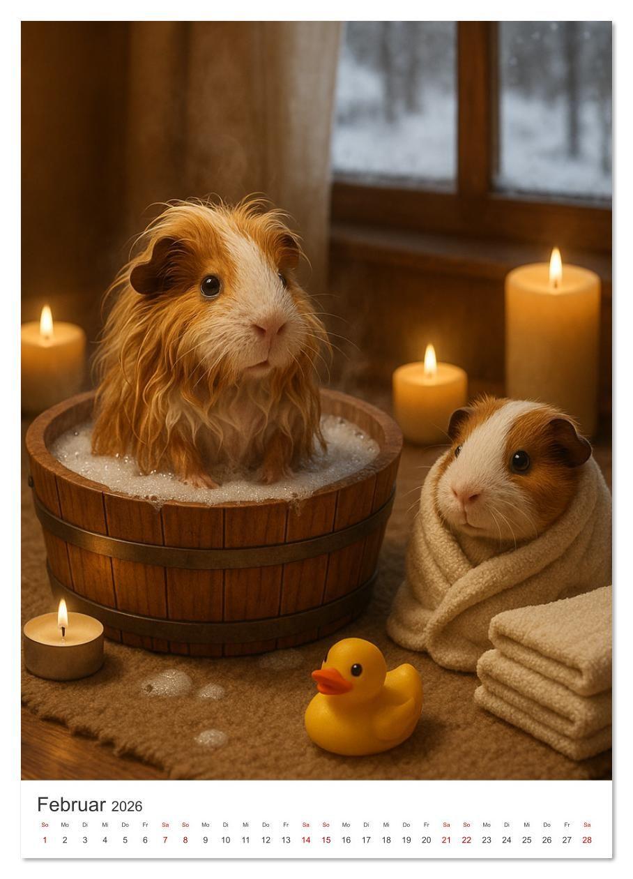 Beispielinhalt (Bild) Cozy Moments - Meerschweinchen Kalender (Wandkalender 2026 DIN A4 hoch), CALVENDO Monatskalender