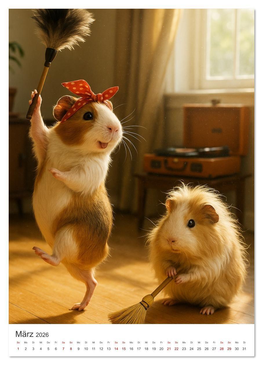 Beispielinhalt (Bild) Cozy Moments - Meerschweinchen Kalender (Wandkalender 2026 DIN A4 hoch), CALVENDO Monatskalender