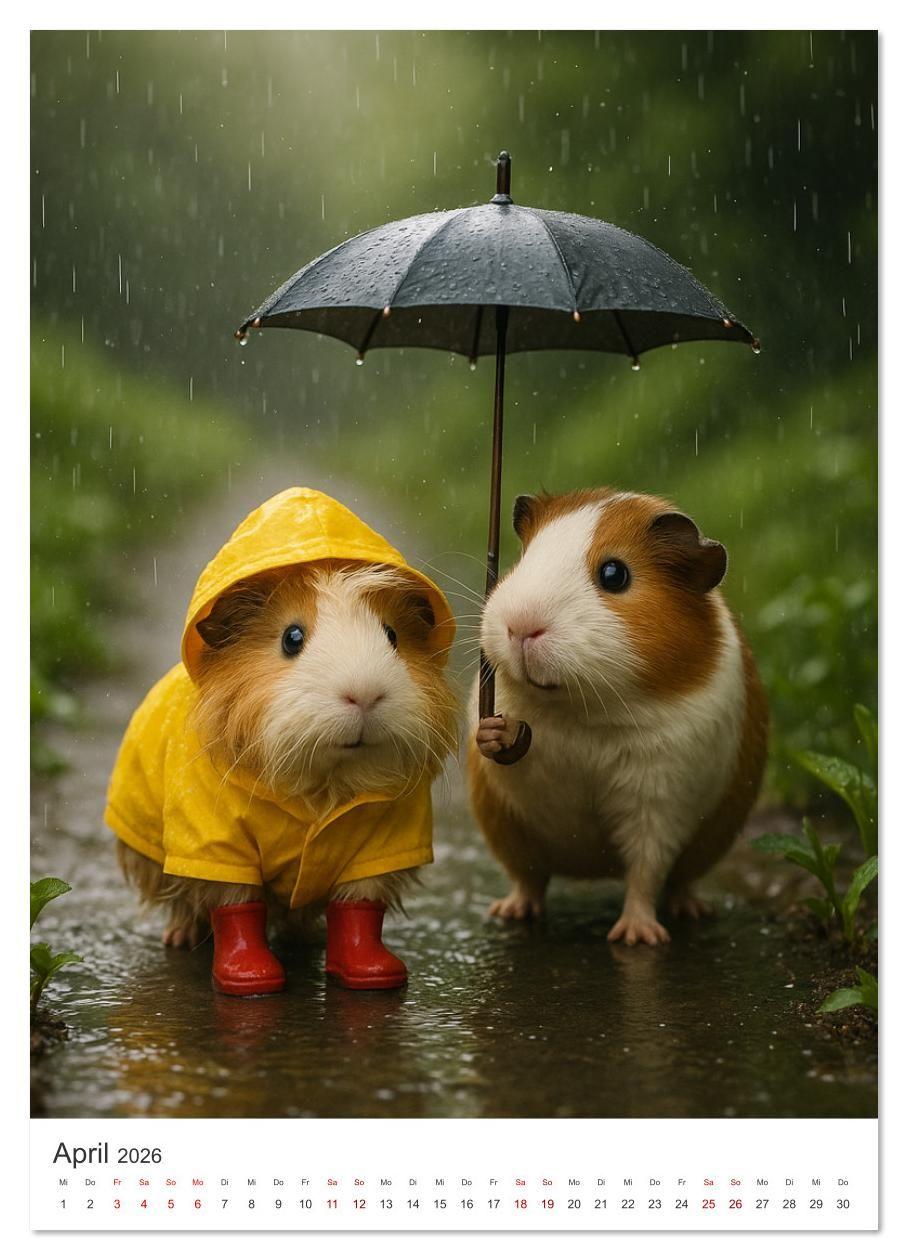 Beispielinhalt (Bild) Cozy Moments - Meerschweinchen Kalender (Wandkalender 2026 DIN A4 hoch), CALVENDO Monatskalender