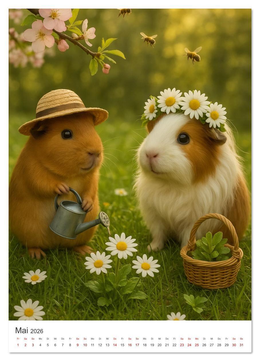 Beispielinhalt (Bild) Cozy Moments - Meerschweinchen Kalender (Wandkalender 2026 DIN A4 hoch), CALVENDO Monatskalender
