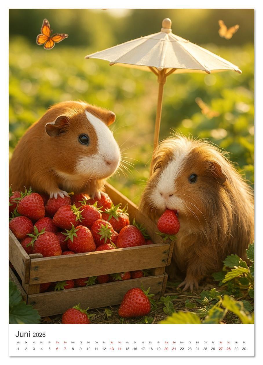 Beispielinhalt (Bild) Cozy Moments - Meerschweinchen Kalender (Wandkalender 2026 DIN A4 hoch), CALVENDO Monatskalender