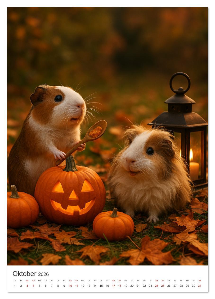 Beispielinhalt (Bild) Cozy Moments - Meerschweinchen Kalender (Wandkalender 2026 DIN A4 hoch), CALVENDO Monatskalender