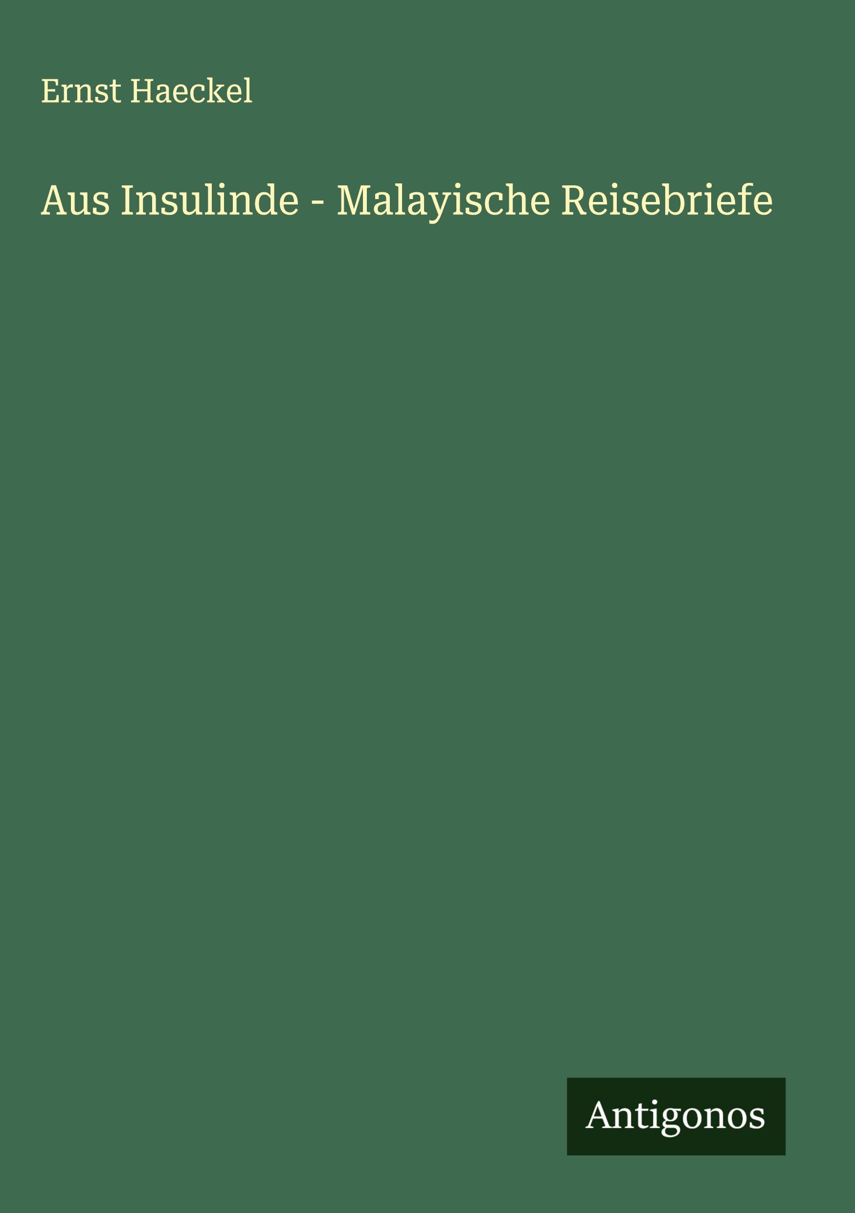 Vorderes Coverbild Aus Insulinde - Malayische Reisebriefe