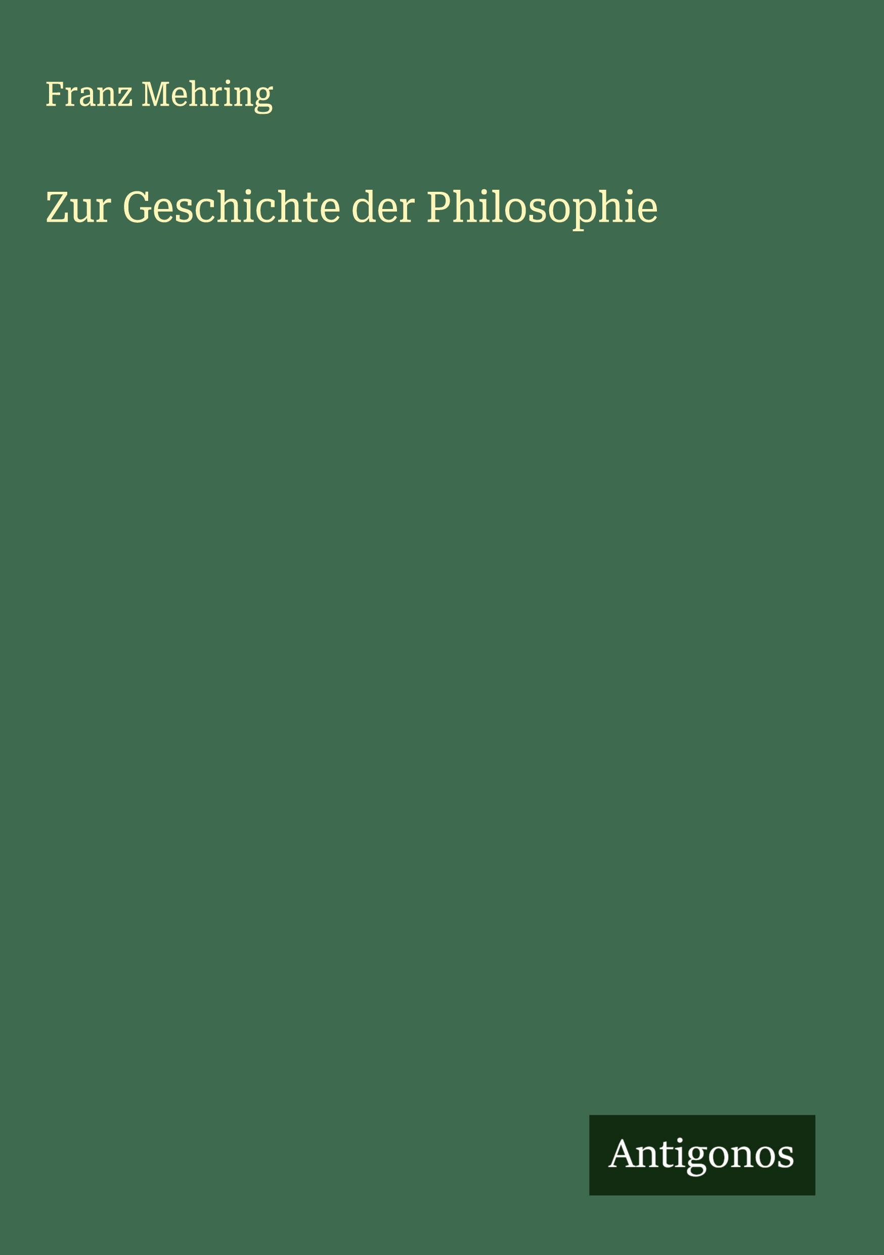 Vorderes Coverbild Zur Geschichte der Philosophie
