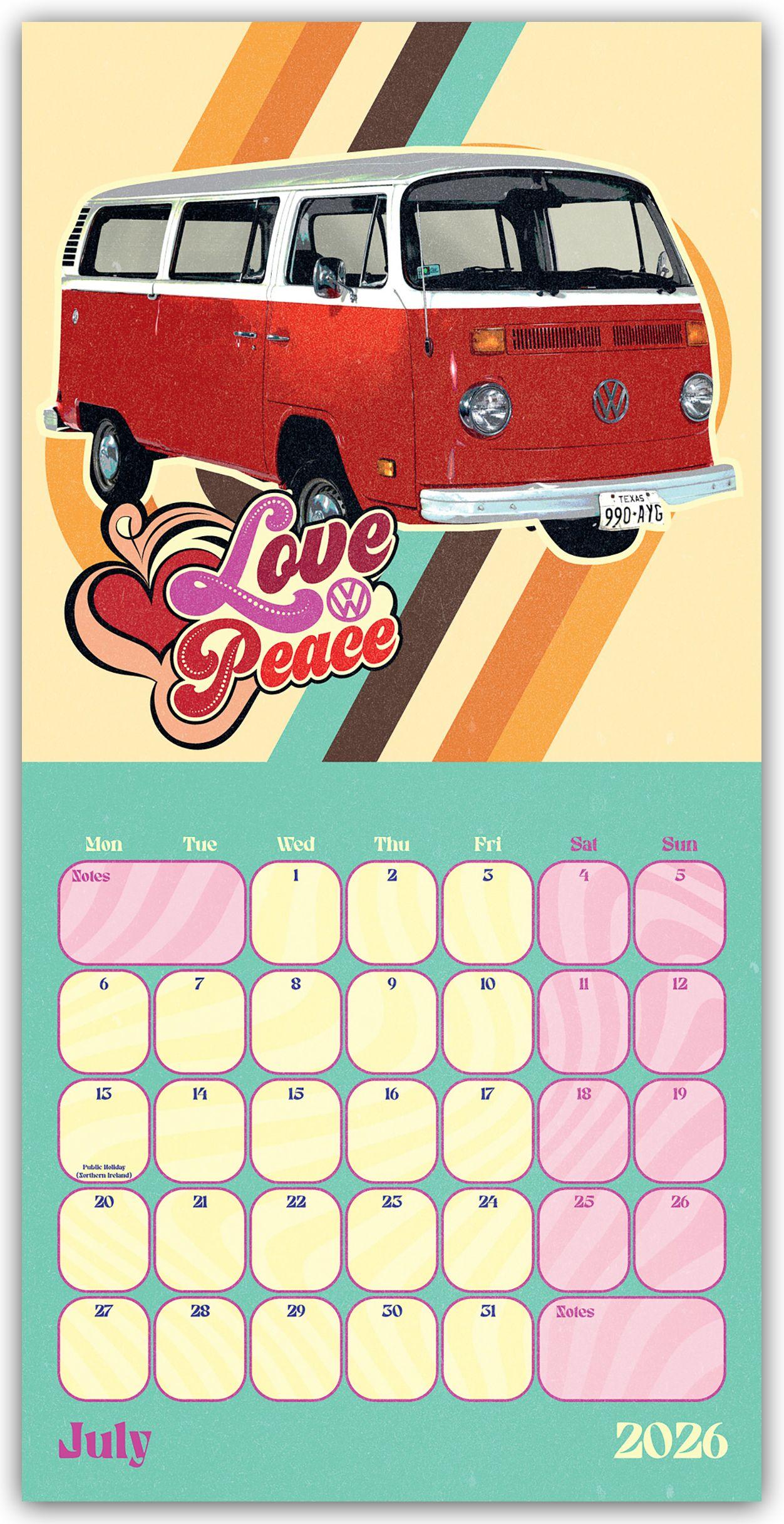 Beispielinhalt (Bild) Volkswagen Camper Van - VW Bus 2026 - Wandkalender