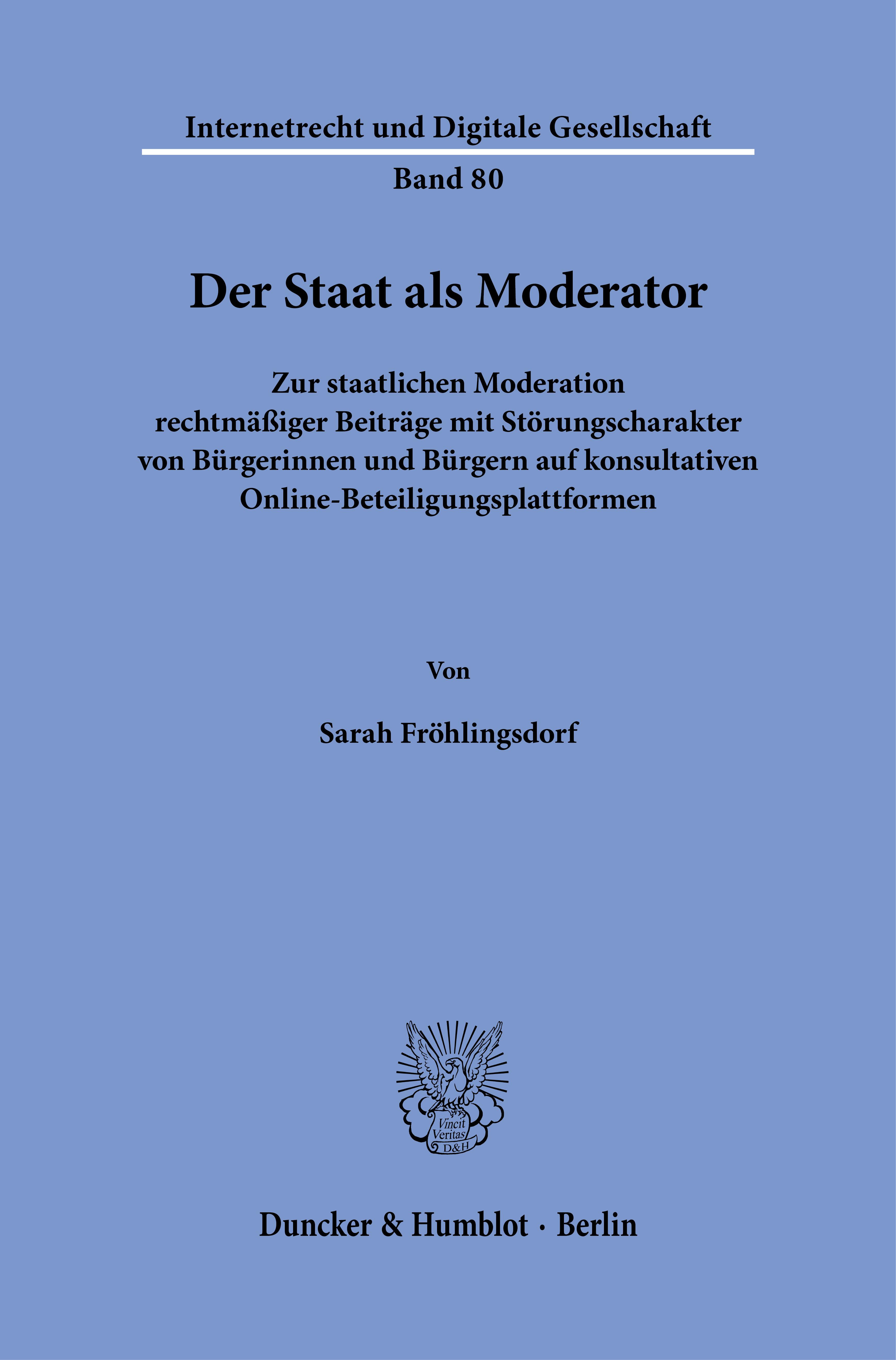 Vorderes Coverbild Der Staat als Moderator