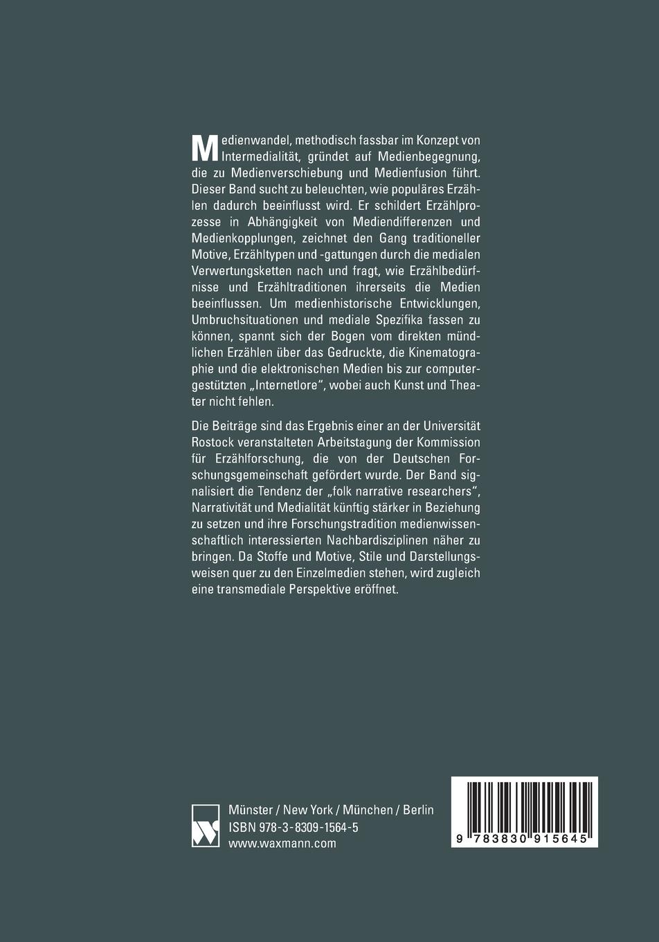 Rückseitencover Erzählkulturen im Medienwandel