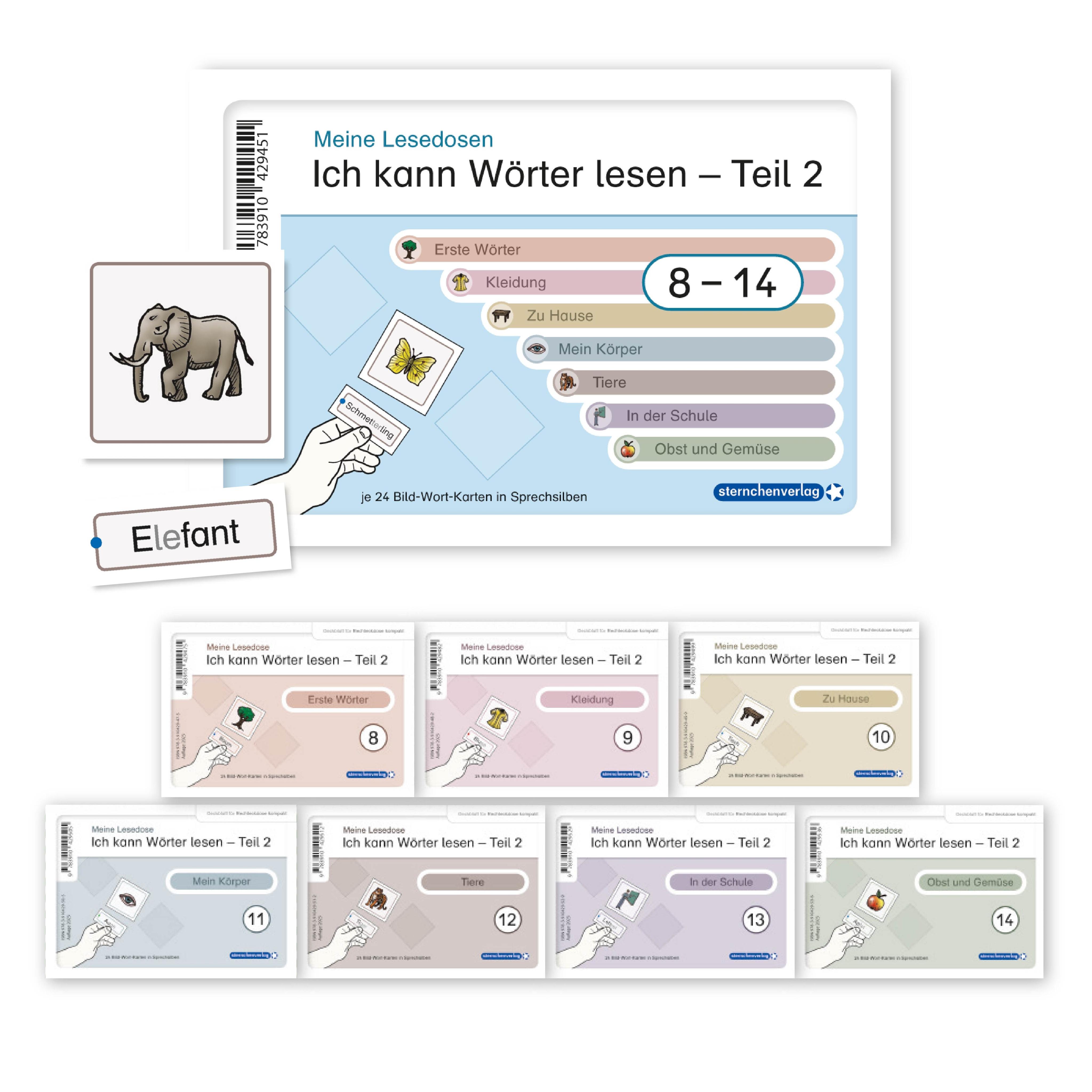 Vorderes Coverbild Ich kann Wörter lesen - Teil 2 - Meine Lesedosen 8-14 im Set