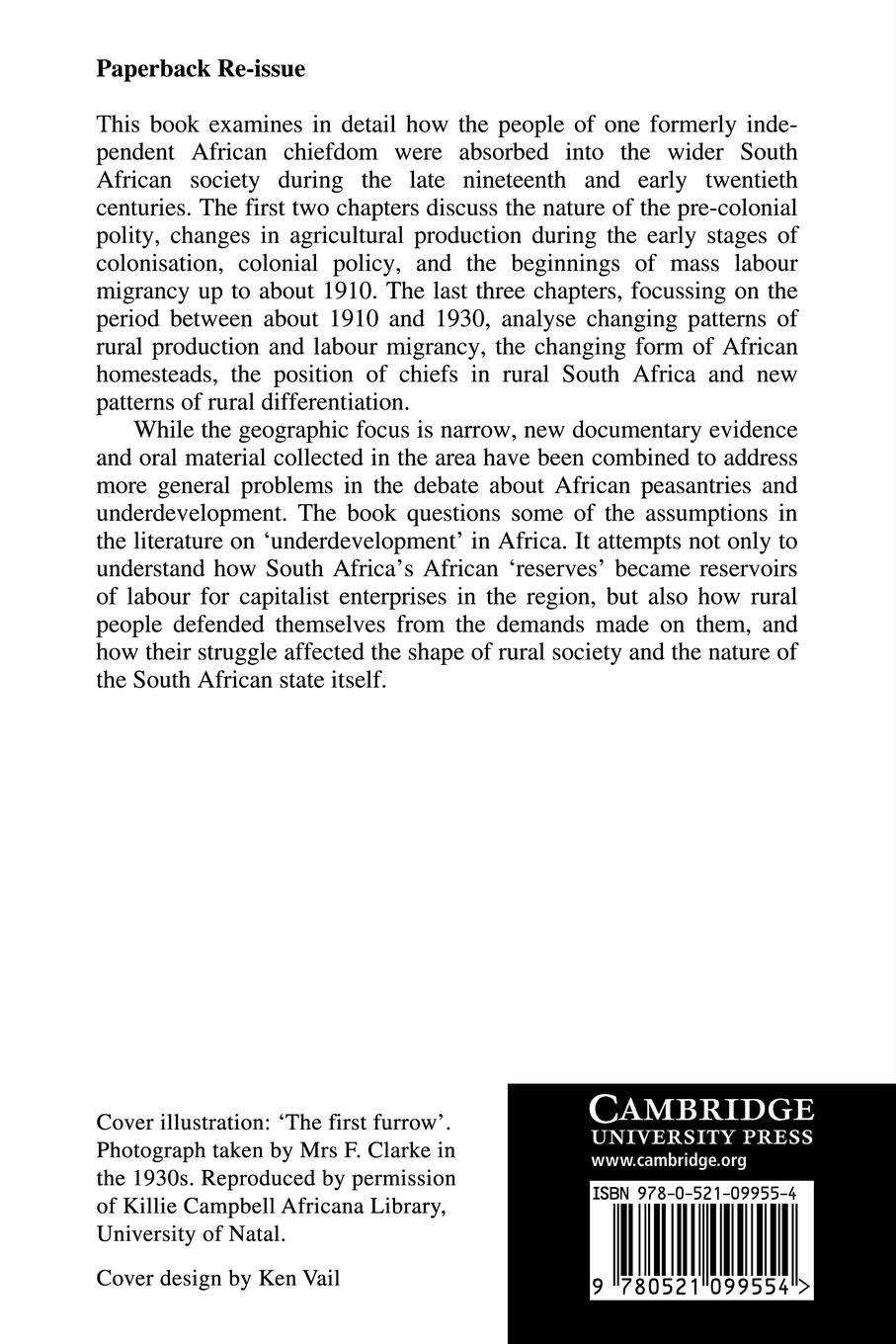 Rückseitencover The Political Economy of Pondoland 1860 1930