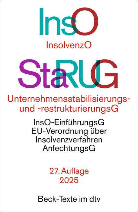 Vorderes Coverbild Insolvenzordnung / Unternehmensstabilisierungs- und -restrukturierungsgesetz. InsO / StaRUG