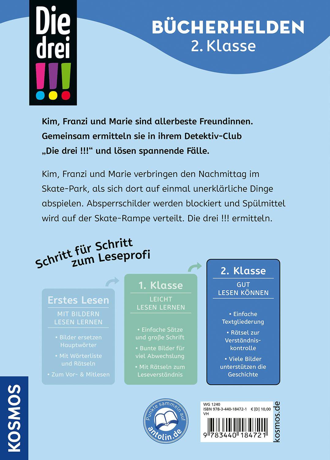 Beispielinhalt (Bild) Die drei !!!, Bücherhelden 2. Klasse, Ein Fall im Skate-Park