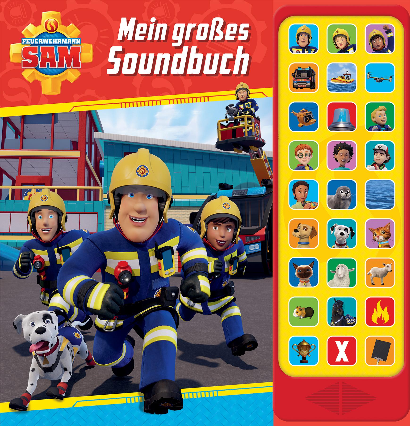 Vorderes Coverbild Feuerwehrmann Sam - Mein großes Soundbuch - 27-Button-Soundbuch - Hardcover-Buch mit 27 Geräuschen