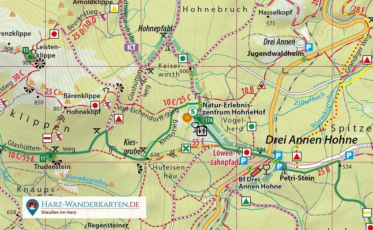Beispielinhalt (Bild) Der Harz in 4 Teilen. Wander- und Fahrradkartenset 1 : 30 000