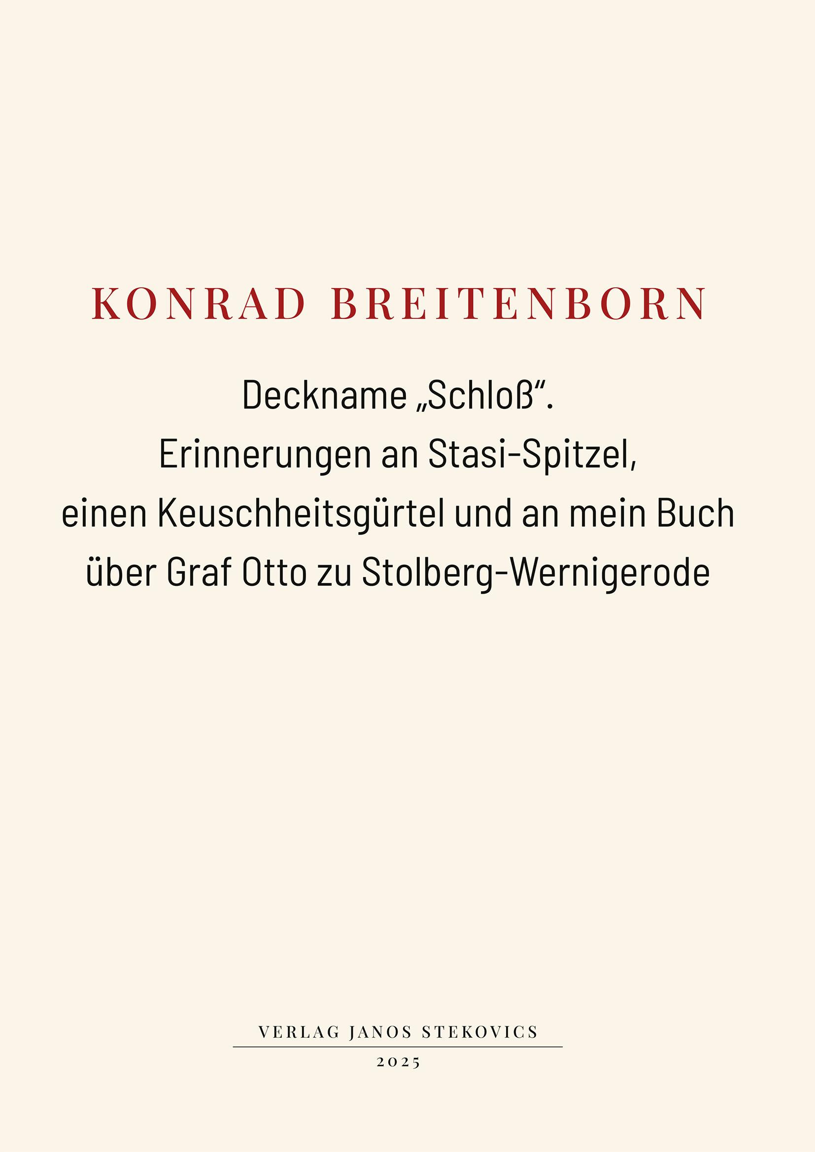 Vorderes Coverbild Deckname "Schloß".