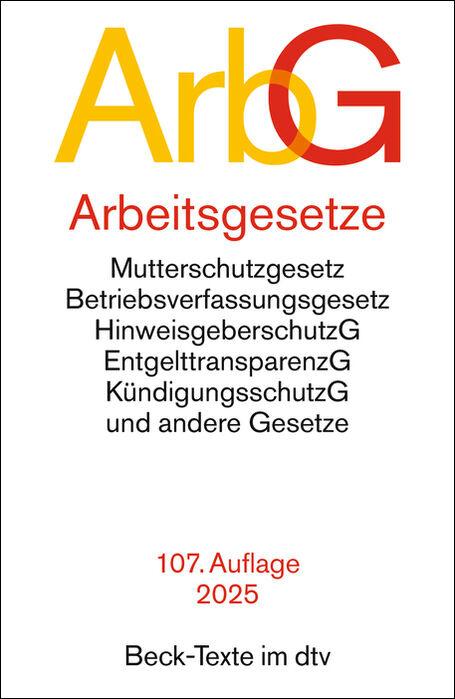 Vorderes Coverbild Arbeitsgesetze. ArbG