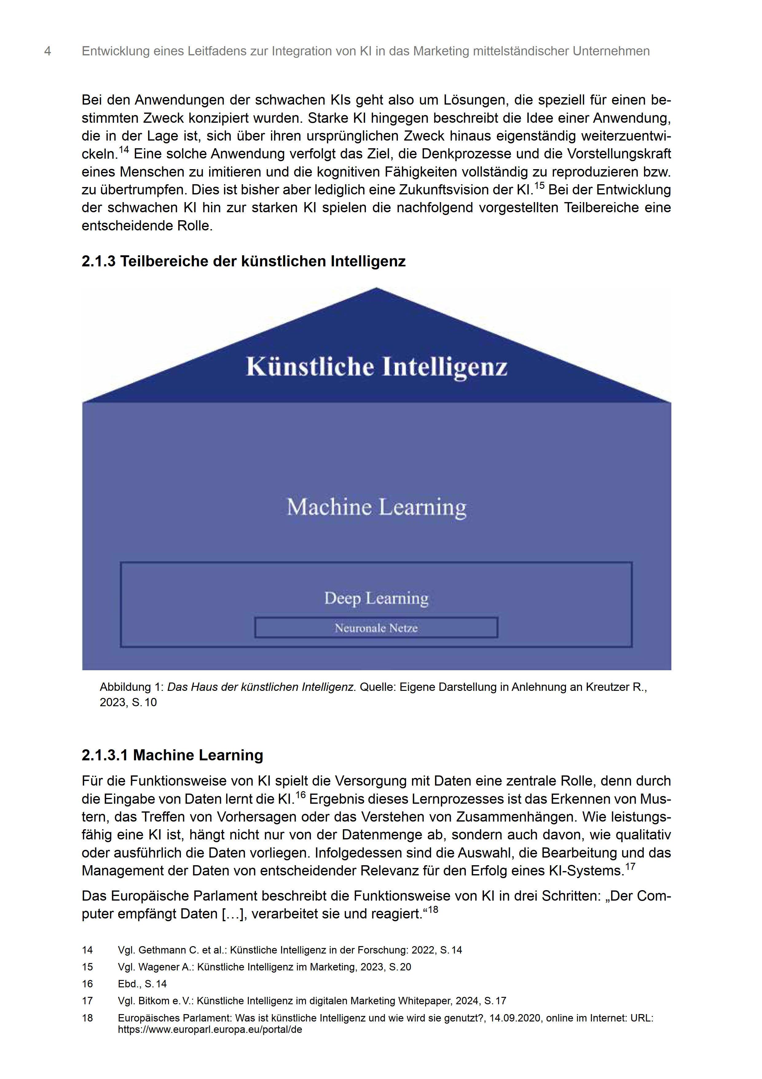Beispielinhalt (Bild) Entwicklung eines Leitfadens zur Integration von KI in das Marketing mittelständischer Unternehmen