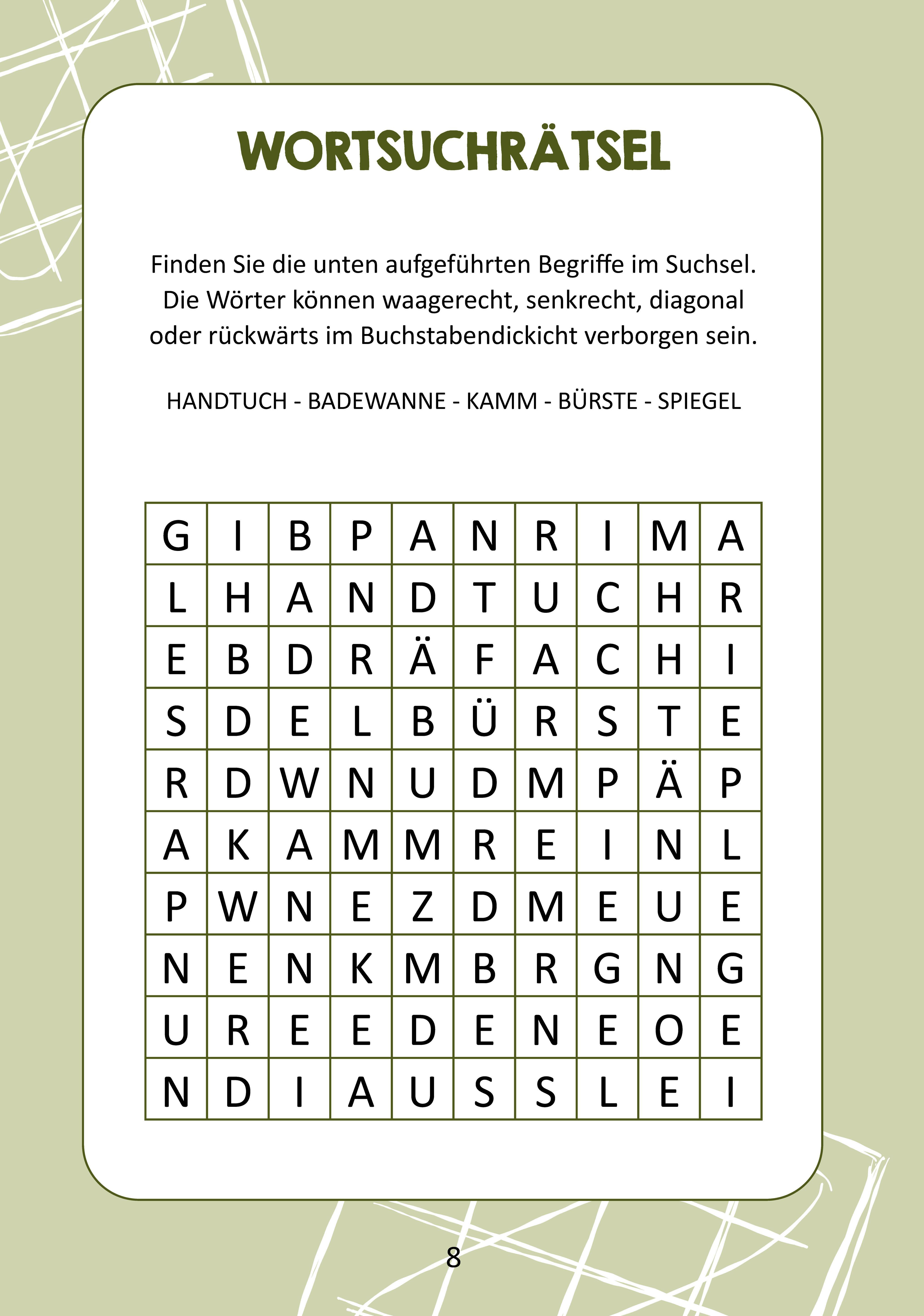 Beispielinhalt (Bild) Gedächtnistraining für Senioren - Das Gedächtnistraining-Buch für zwischendurch