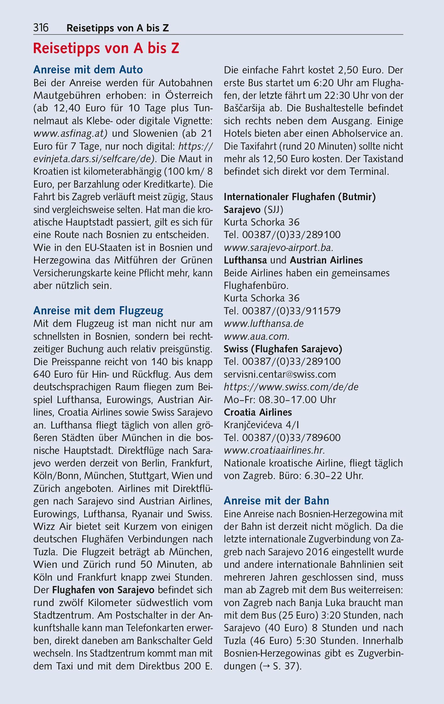 Beispielinhalt (Bild) TRESCHER Reiseführer Bosnien und Herzegowina