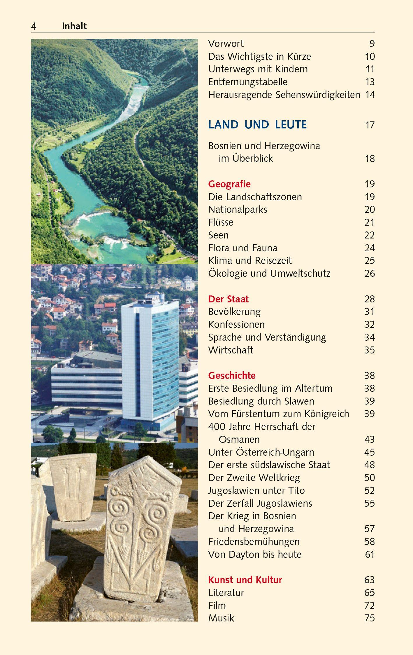 Beispielinhalt (Bild) TRESCHER Reiseführer Bosnien und Herzegowina