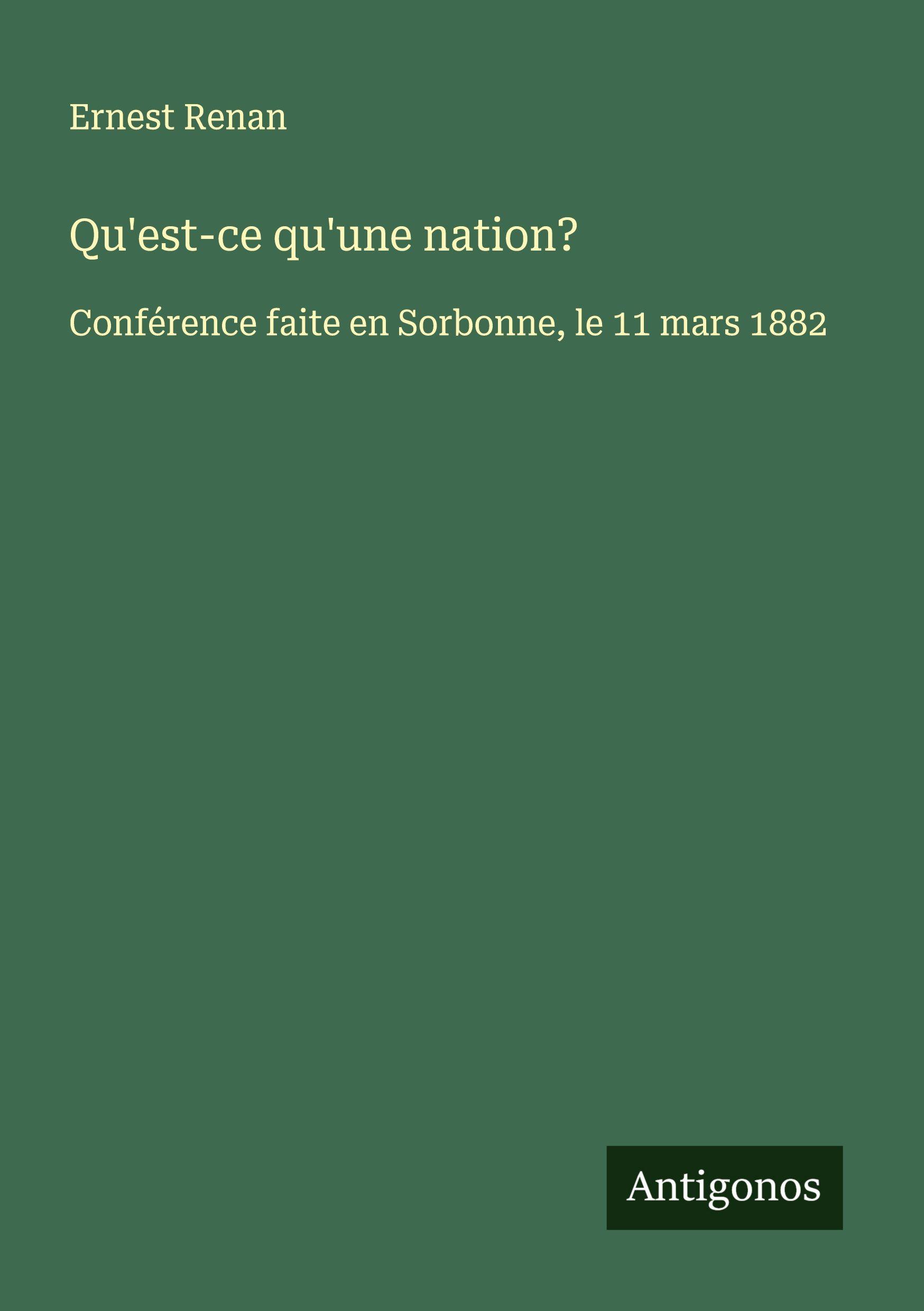 Vorderes Coverbild Qu'est-ce qu'une nation?