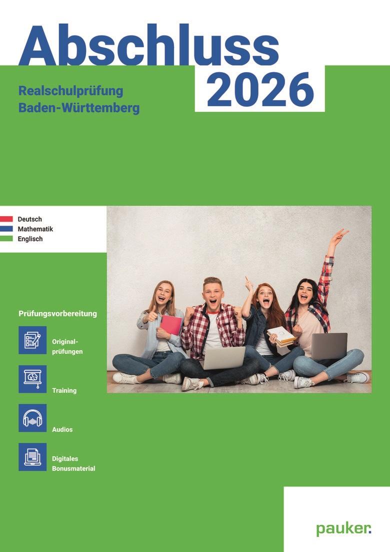 Vorderes Coverbild Abschluss 2026 - Realschulprüfung Baden-Württemberg - Aufgabenband - Originalprüfungen mit Trainingsteil für die Fächer Deutsch, Mathematik und Englisch
