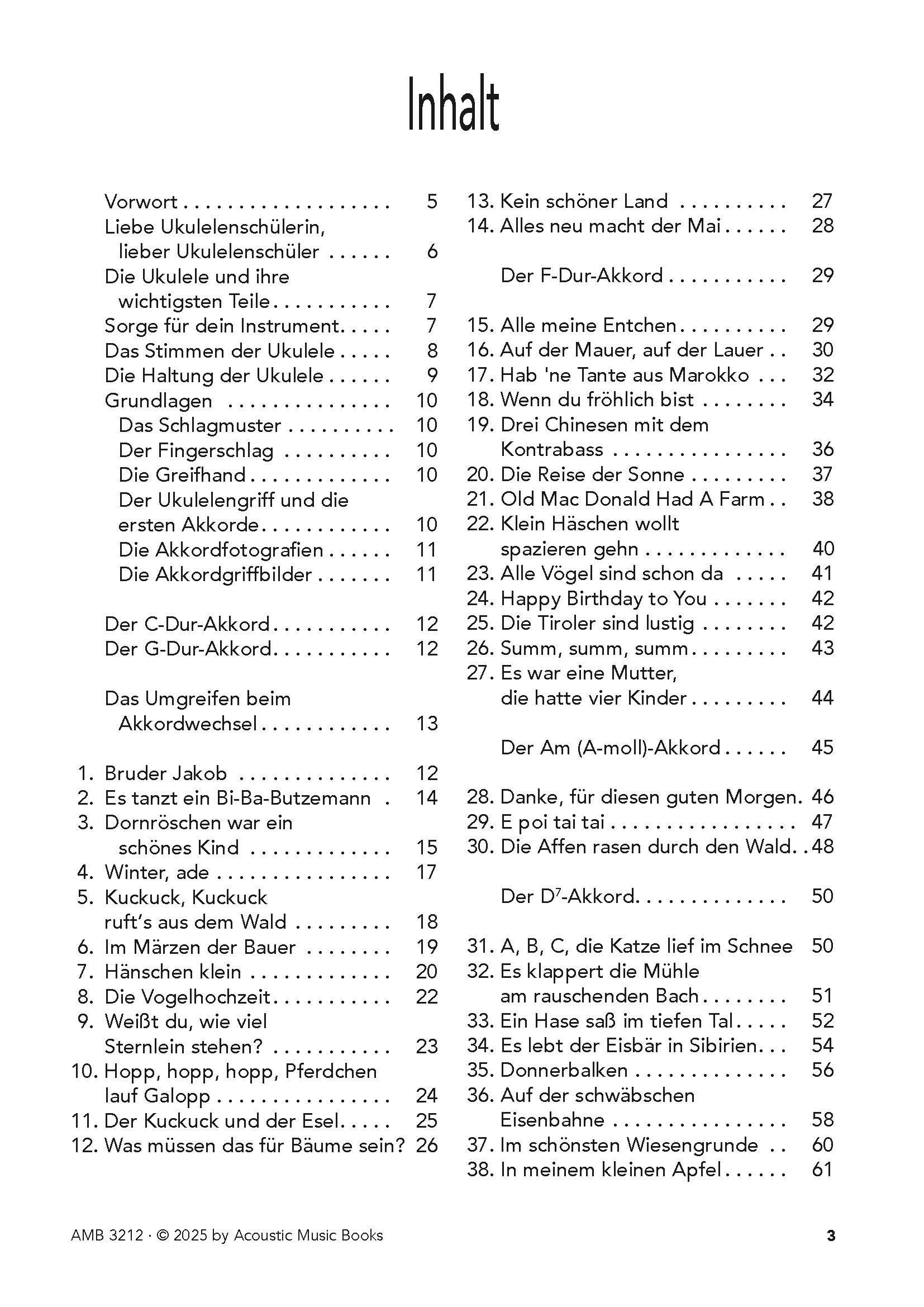 Beispielinhalt (Bild) KIDS Lagerfeuer-Ukulele. Die schönsten Kinderlieder begleiten.
