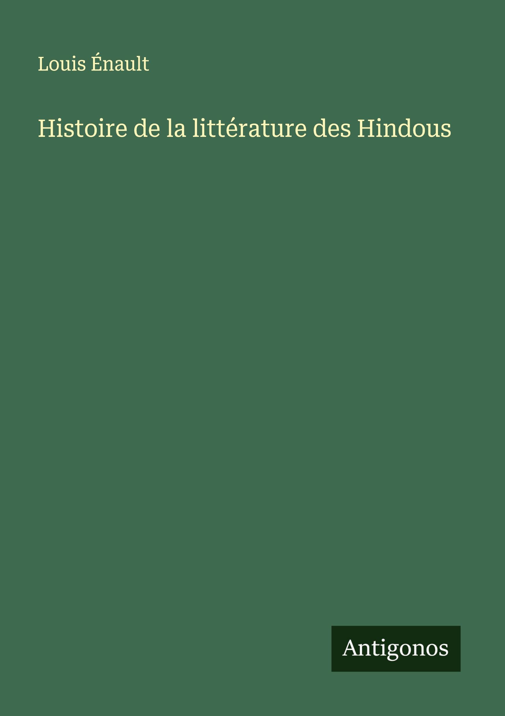 Vorderes Coverbild Histoire de la littérature des Hindous