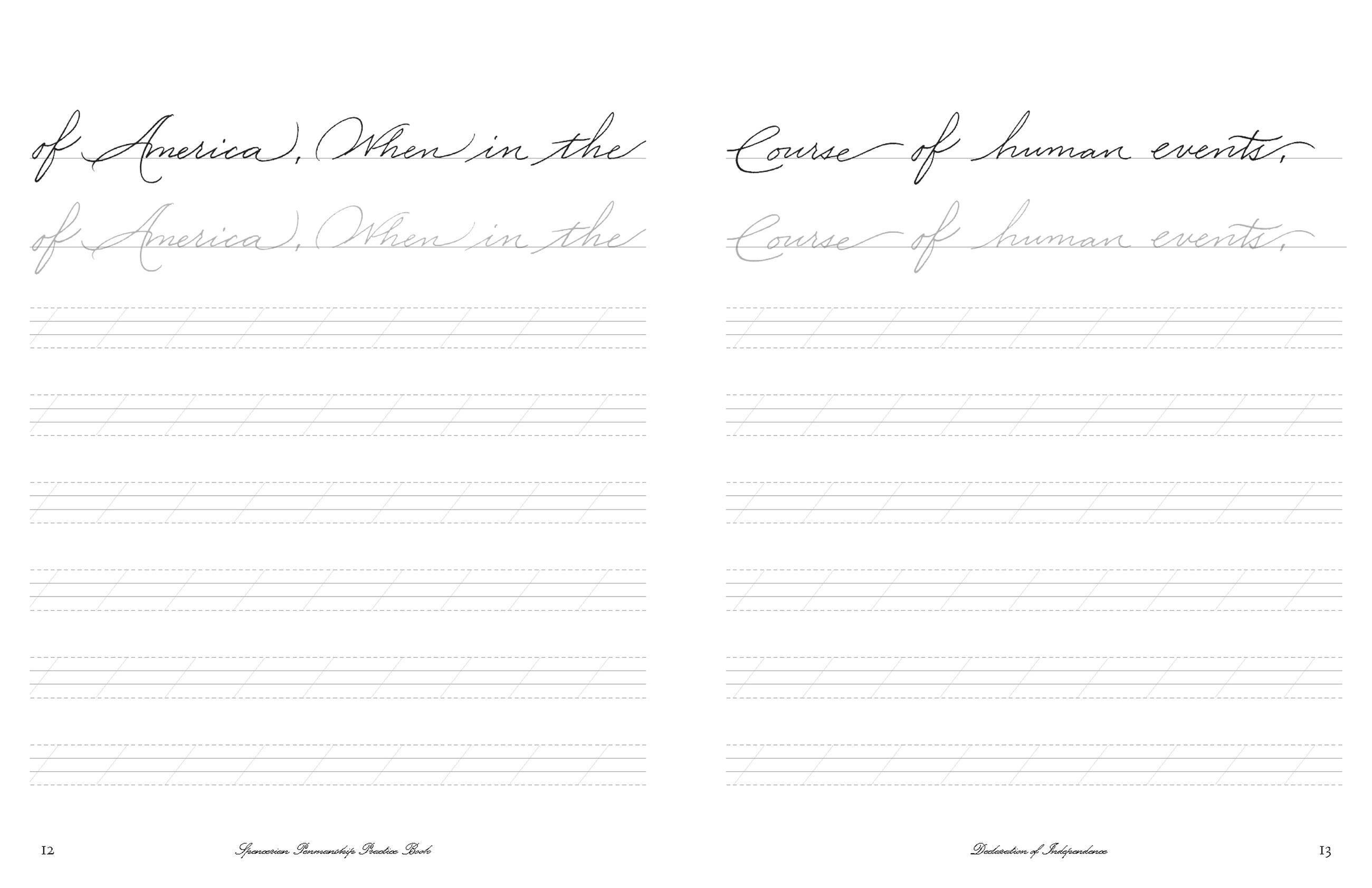 Beispielinhalt (Bild) Cursive Handwriting Workbook: The Declaration of Independence