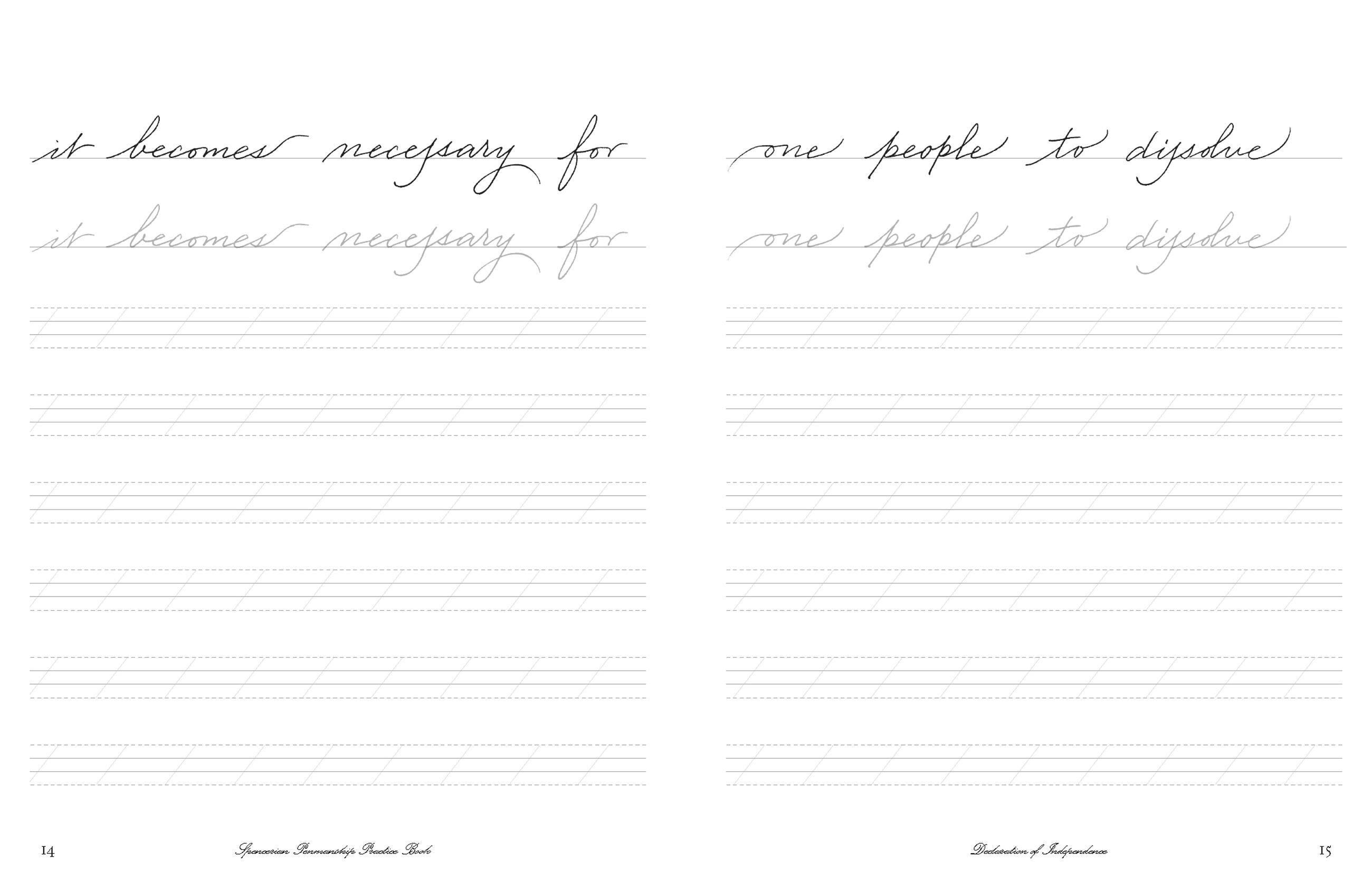 Beispielinhalt (Bild) Cursive Handwriting Workbook: The Declaration of Independence