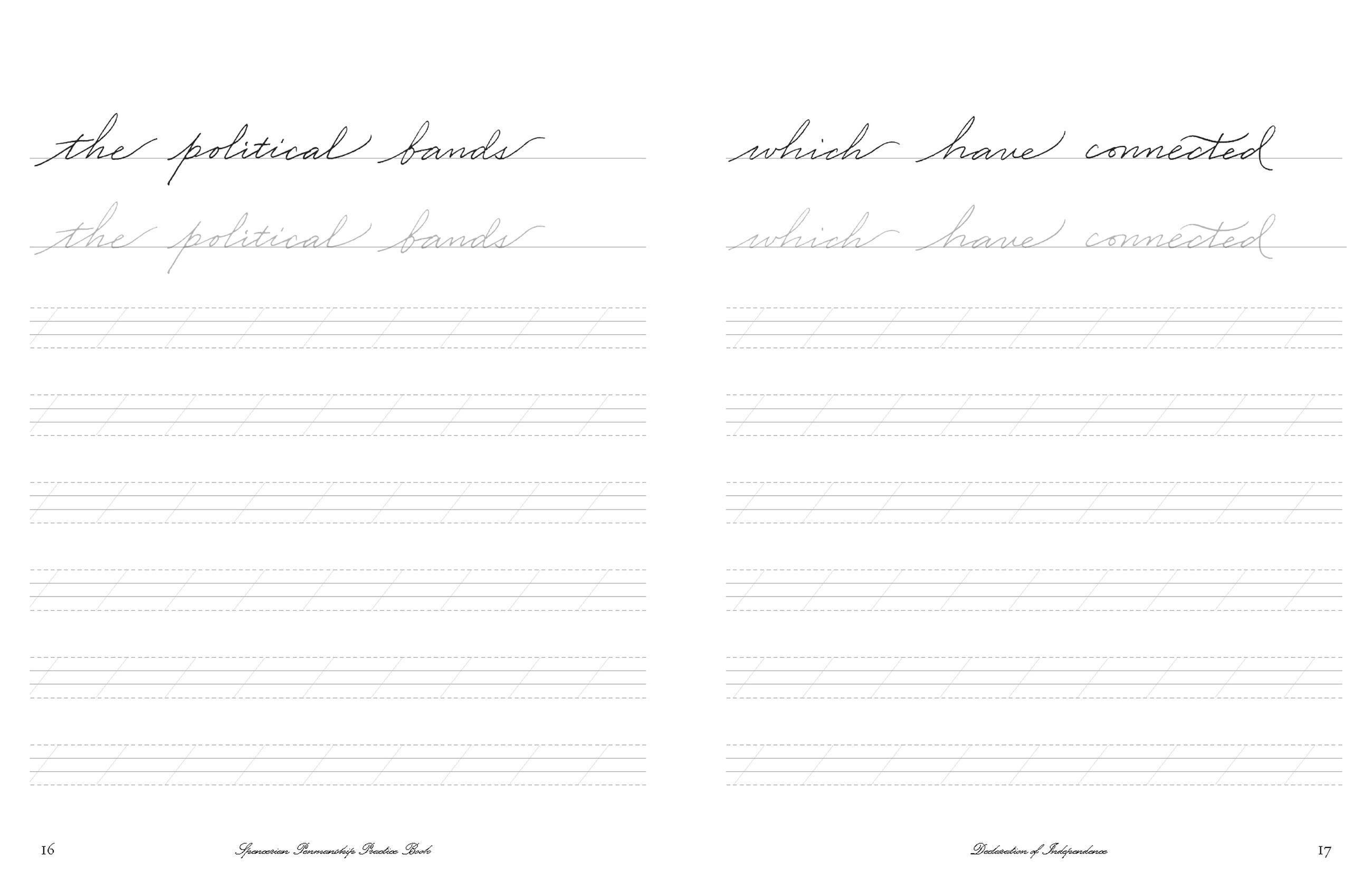 Beispielinhalt (Bild) Cursive Handwriting Workbook: The Declaration of Independence