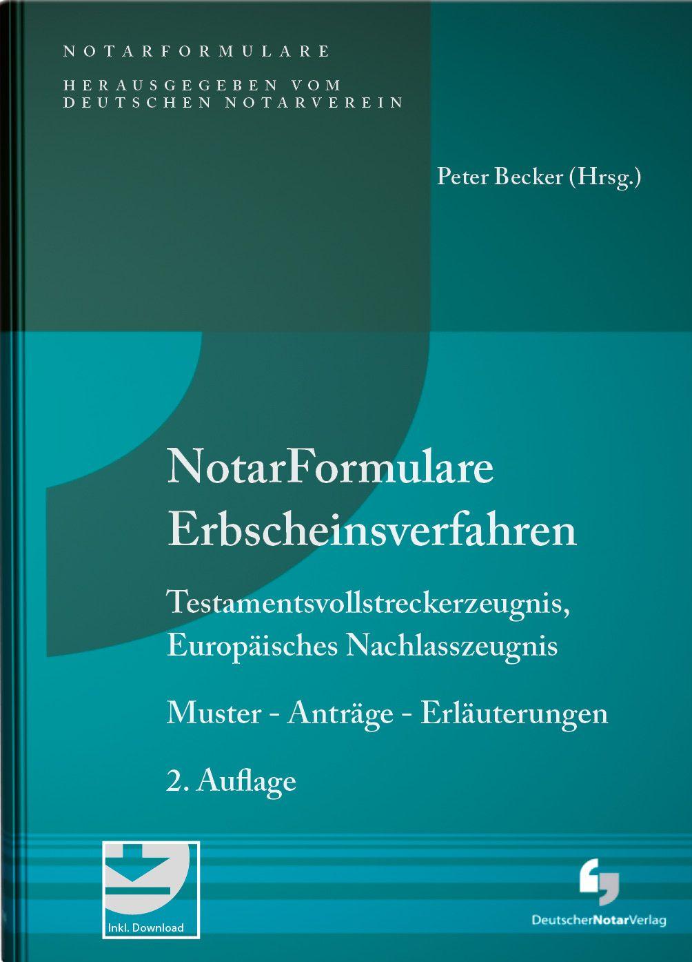 Vorderes Coverbild Notarformulare Erbscheinsverfahren