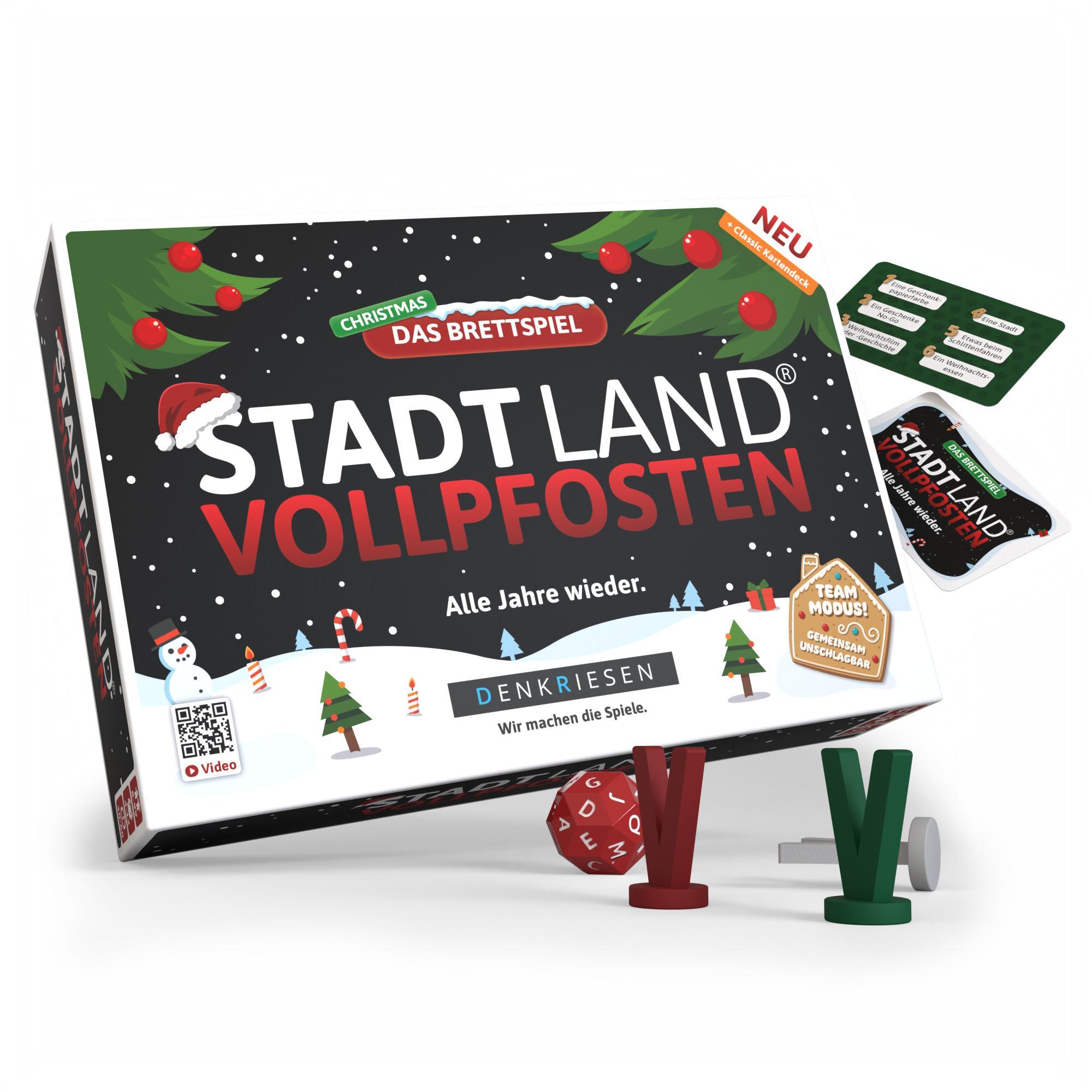 Vorderes Coverbild DENKRIESEN - STADT LAND VOLLPFOSTEN® Das Brettspiel Christmas Edition | Grundspiel inkl. Weinachts Erweiterung