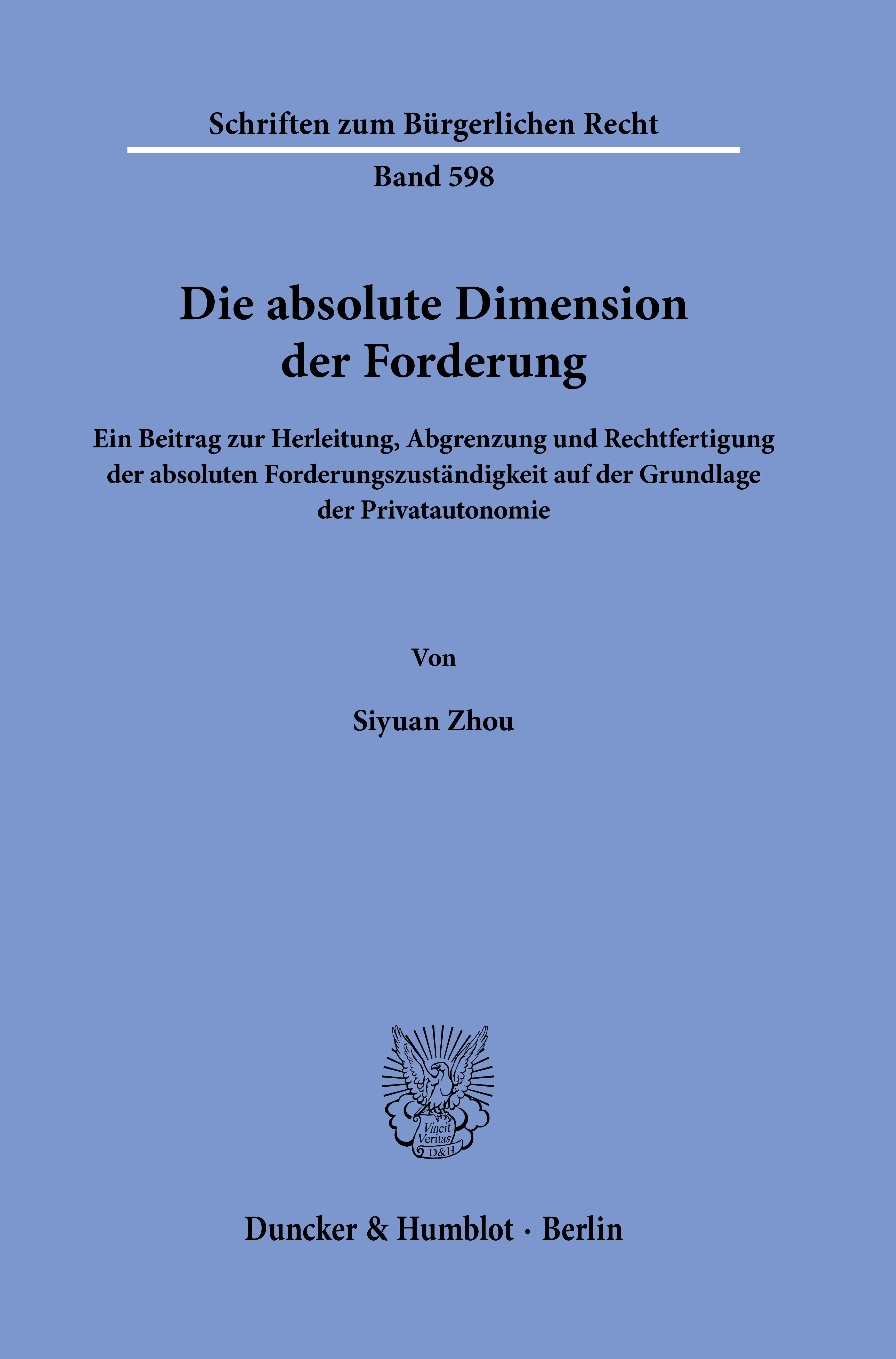 Vorderes Coverbild Die absolute Dimension der Forderung