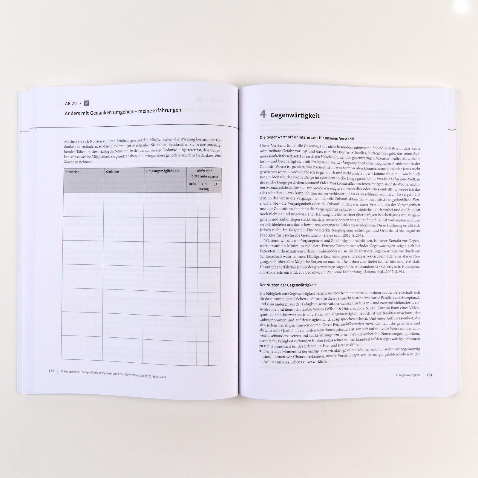 Beispielinhalt (Bild) Therapie-Tools Akzeptanz- und Commitmenttherapie (ACT)