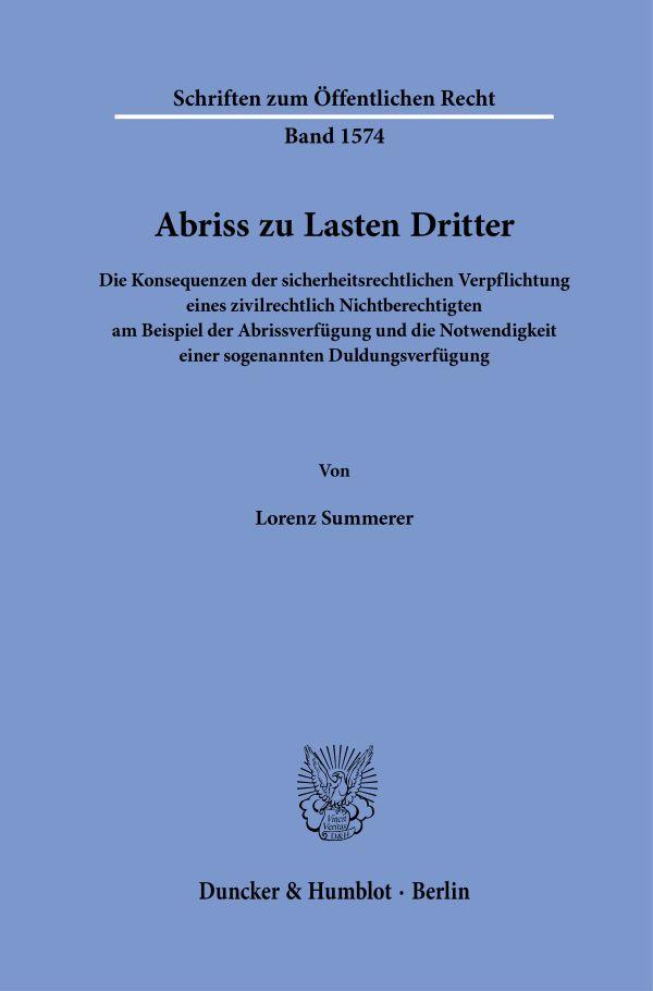 Vorderes Coverbild Abriss zu Lasten Dritter