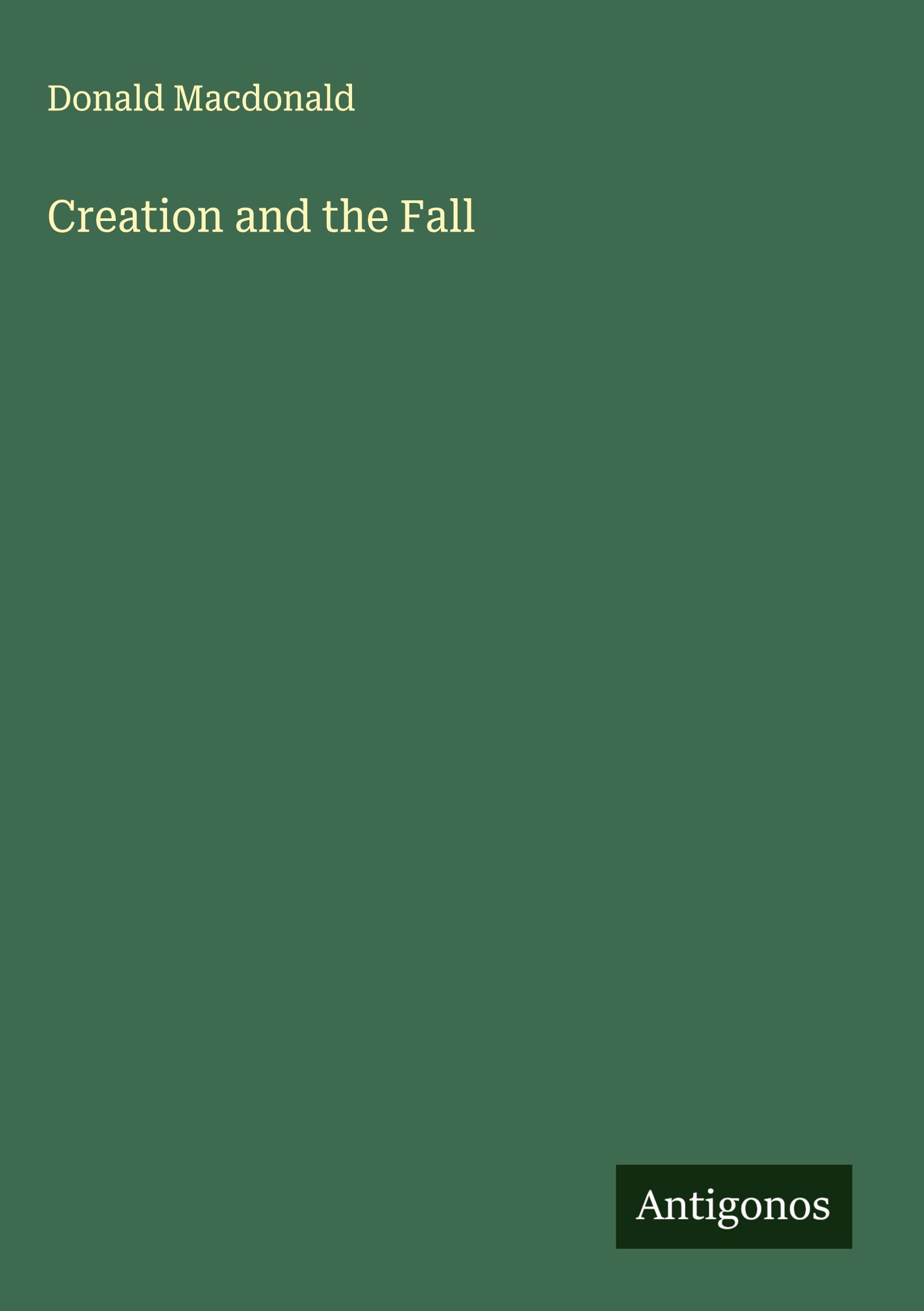 Vorderes Coverbild Creation and the Fall