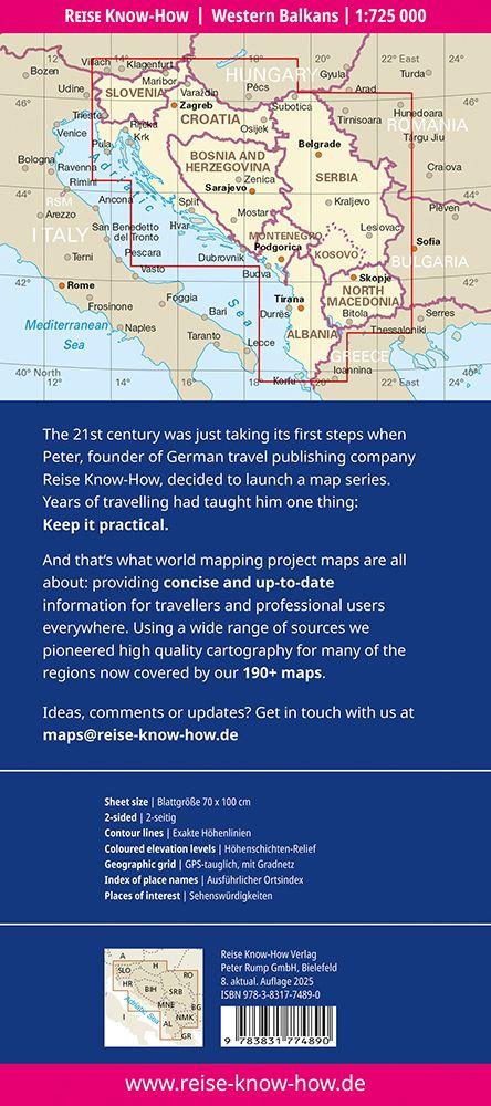 Beispielinhalt (Bild) Reise Know-How Landkarte Westliche Balkanregion / Western Balkans (1:725.000)