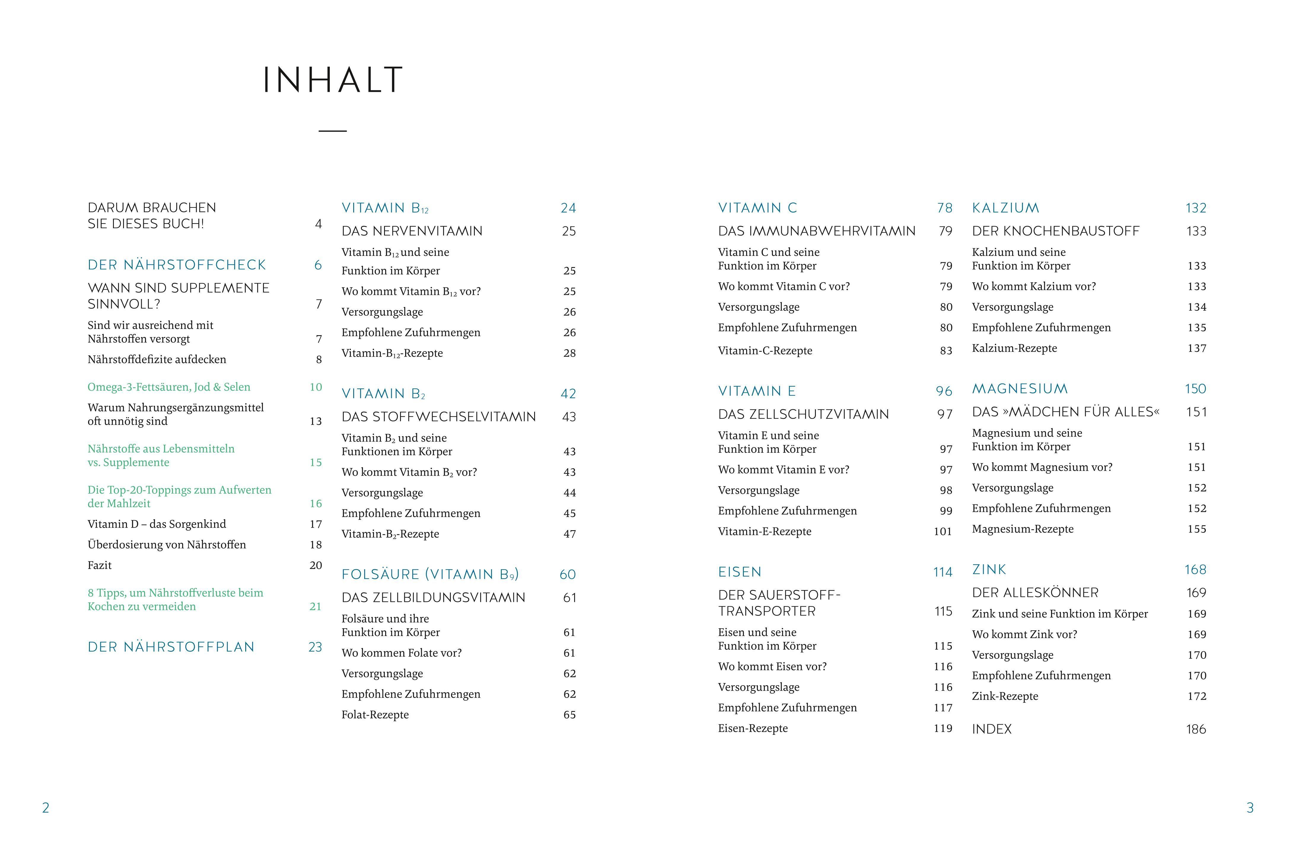 Beispielinhalt (Bild) Der Nährstoff-Plan - Das Kochbuch