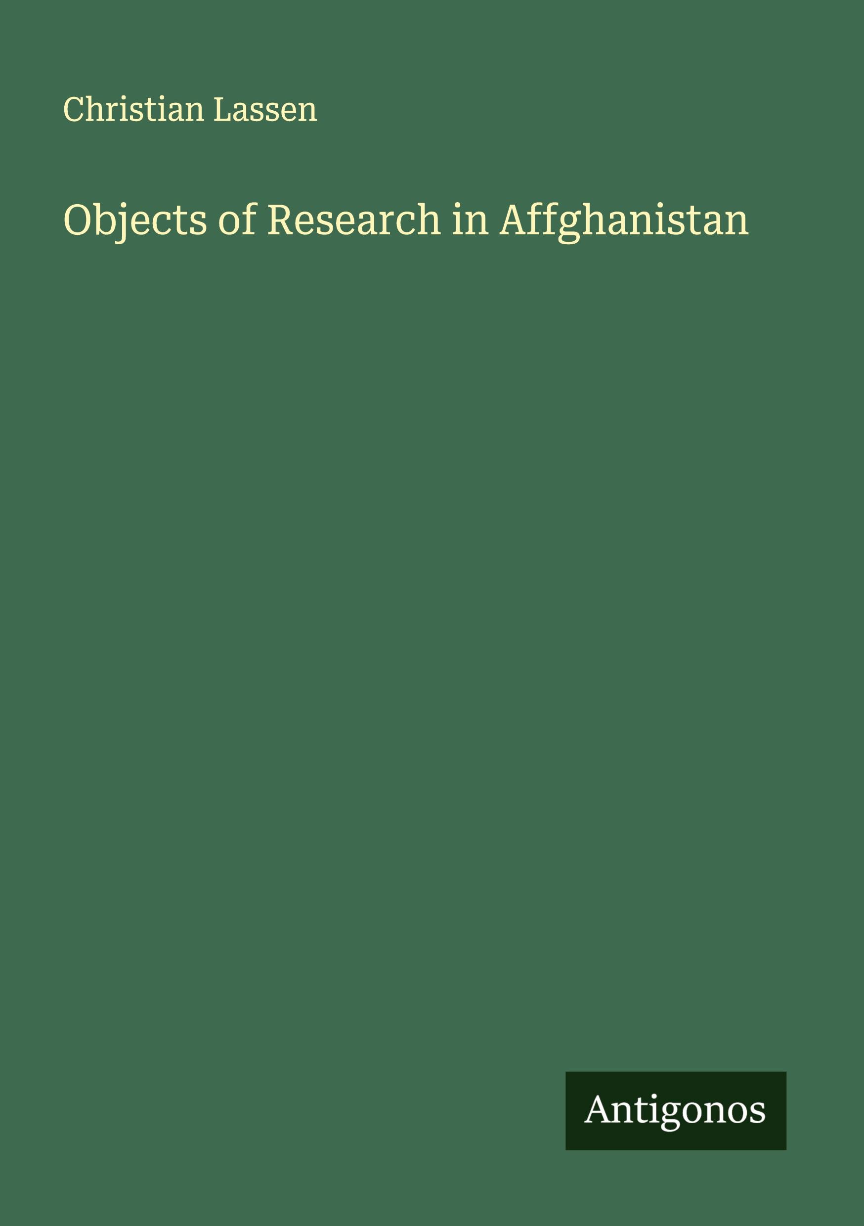 Vorderes Coverbild Objects of Research in Affghanistan