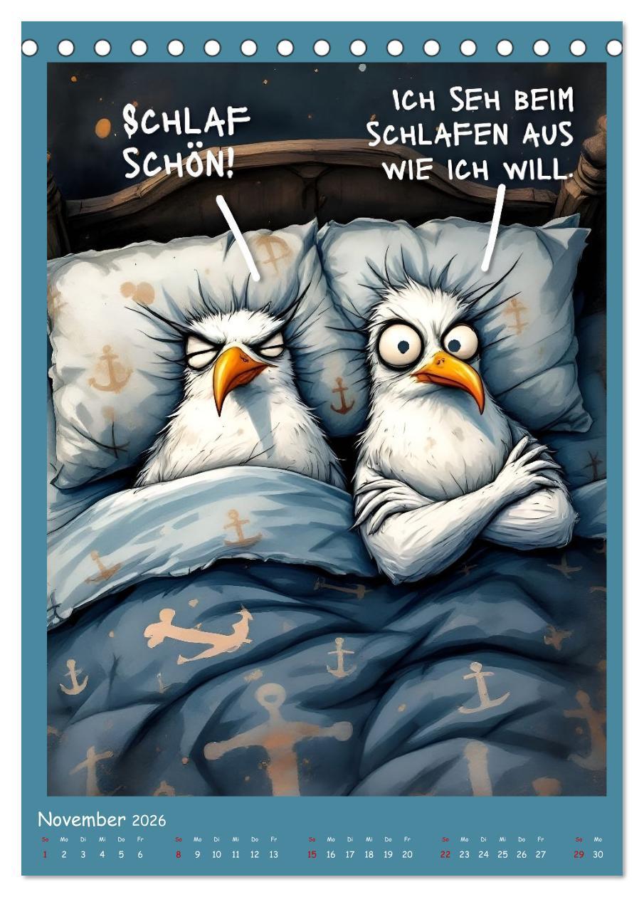 Beispielinhalt (Bild) Böse Möwen (Tischkalender 2026 DIN A5 hoch), CALVENDO Monatskalender
