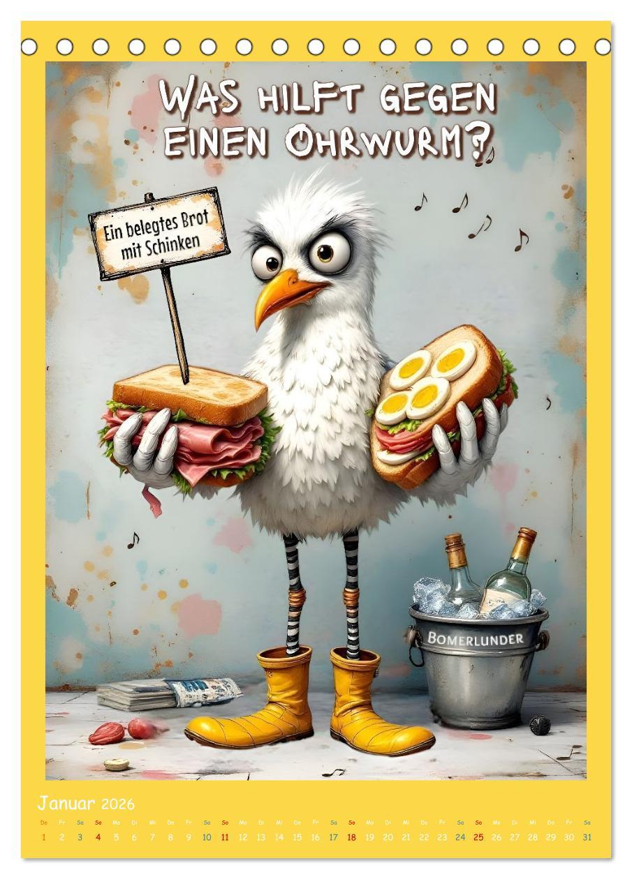 Beispielinhalt (Bild) Böse Möwen (Tischkalender 2026 DIN A5 hoch), CALVENDO Monatskalender