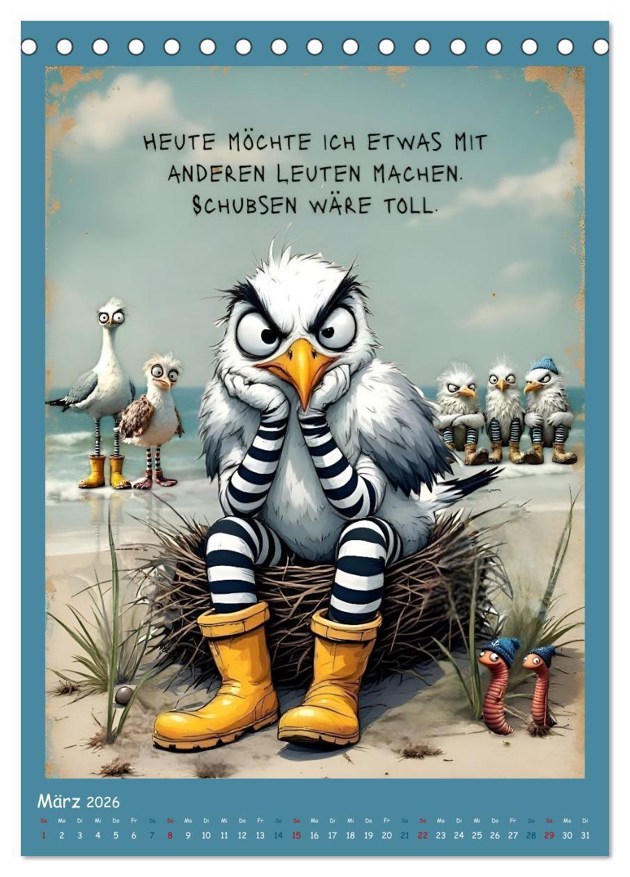 Beispielinhalt (Bild) Böse Möwen (Tischkalender 2026 DIN A5 hoch), CALVENDO Monatskalender