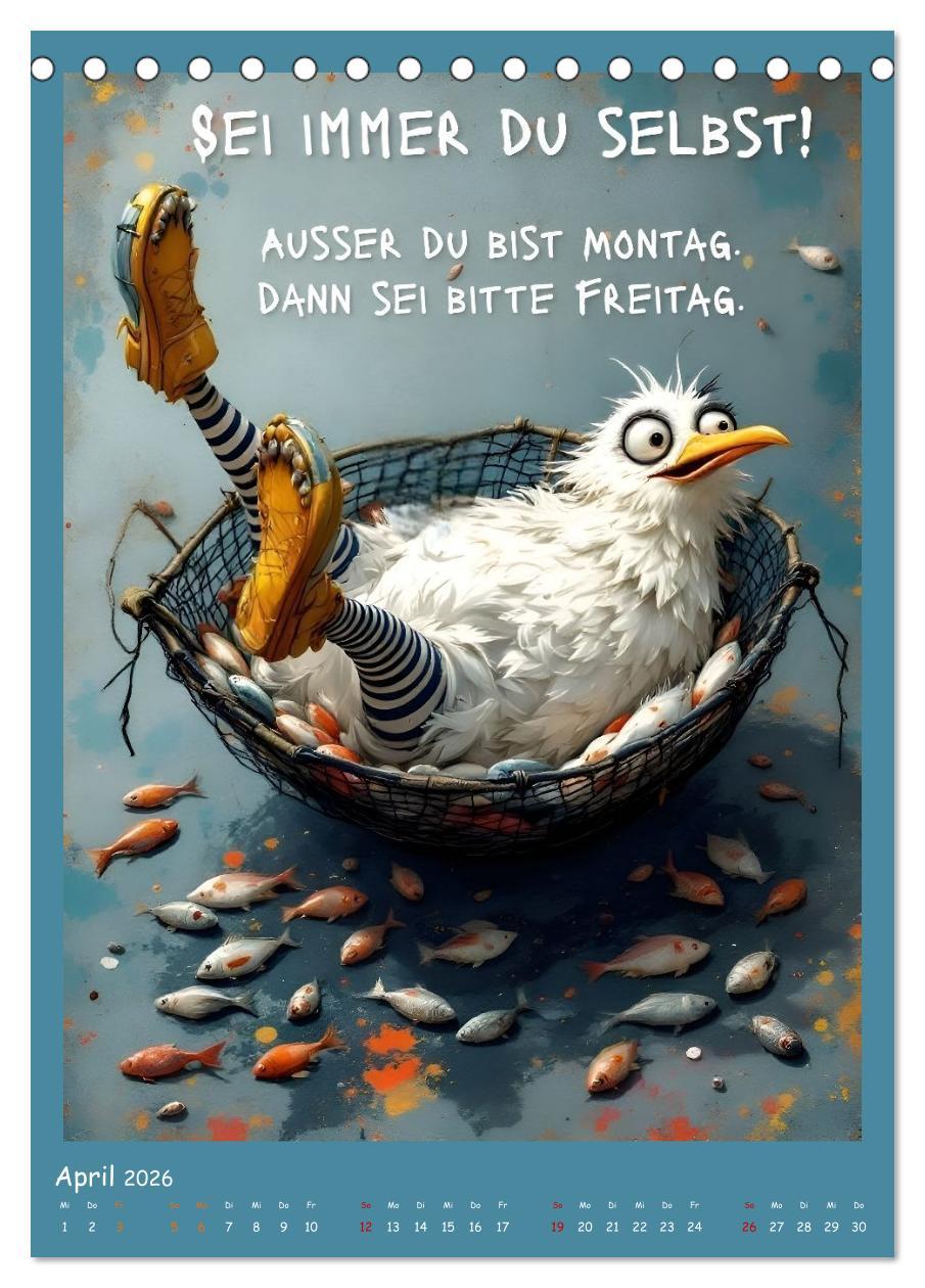 Beispielinhalt (Bild) Böse Möwen (Tischkalender 2026 DIN A5 hoch), CALVENDO Monatskalender