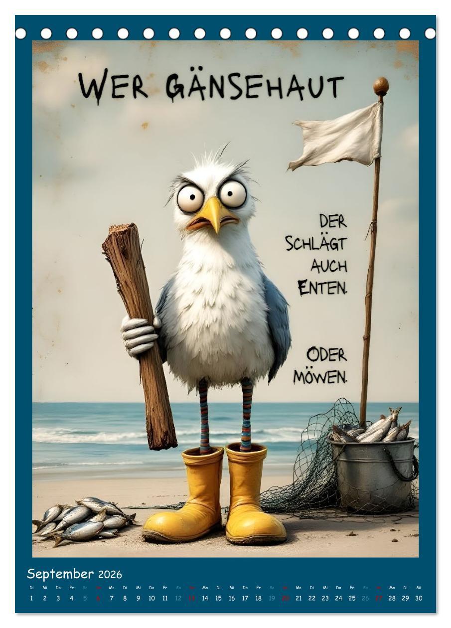 Beispielinhalt (Bild) Böse Möwen (Tischkalender 2026 DIN A5 hoch), CALVENDO Monatskalender