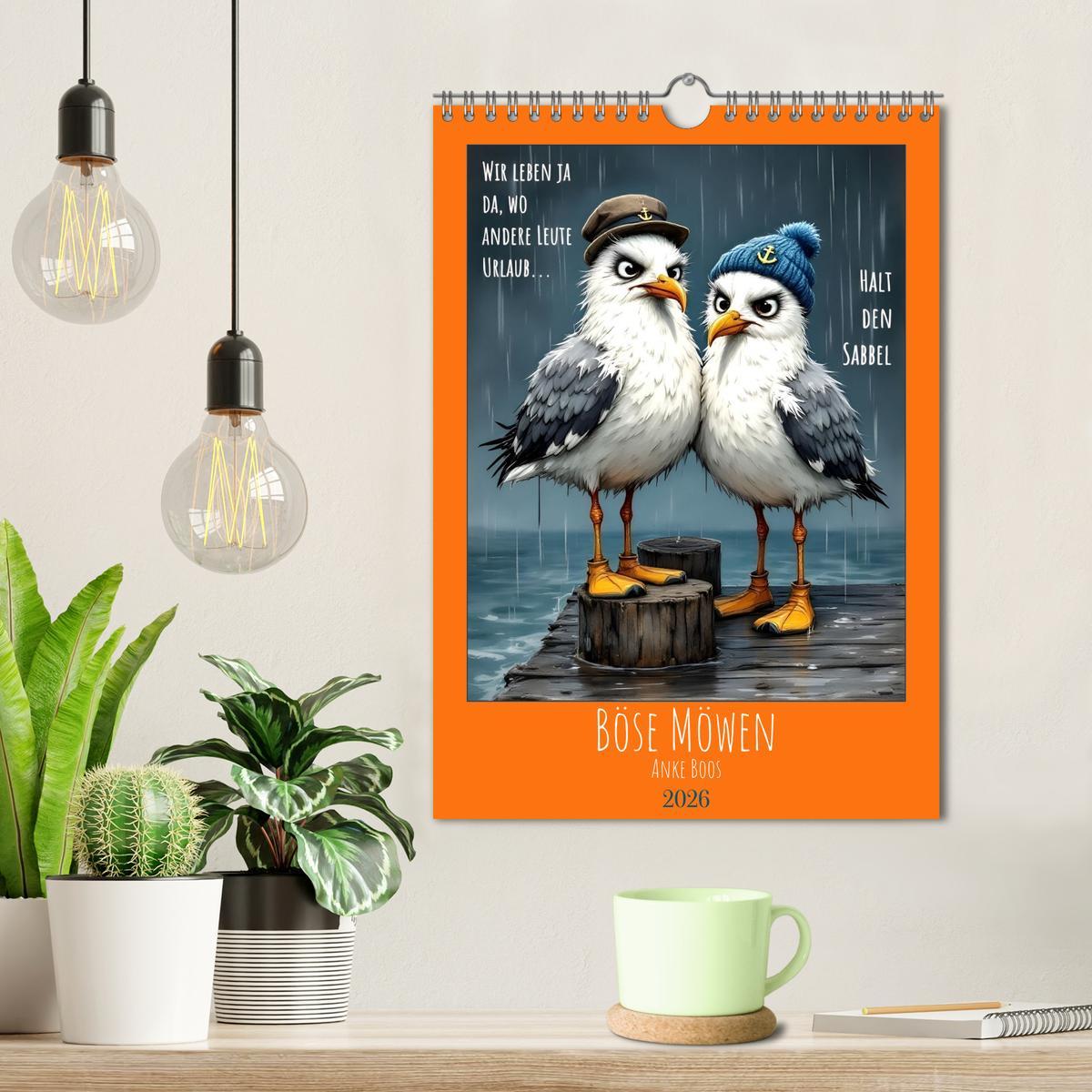 Beispielinhalt (Bild) Böse Möwen (Wandkalender 2026 DIN A4 hoch), CALVENDO Monatskalender