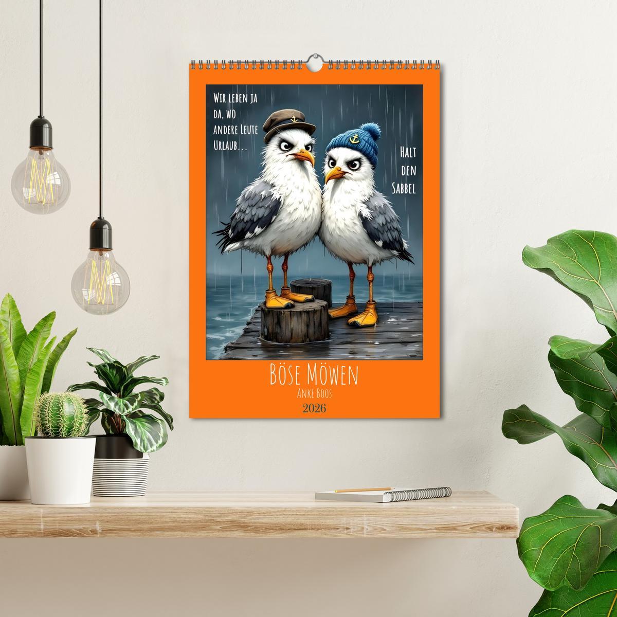 Beispielinhalt (Bild) Böse Möwen (Wandkalender 2026 DIN A3 hoch), CALVENDO Monatskalender