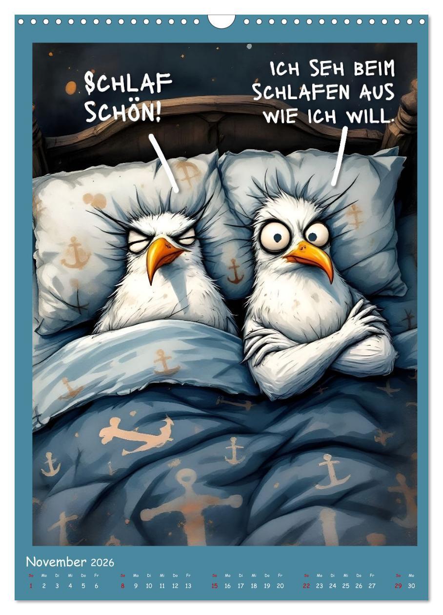 Beispielinhalt (Bild) Böse Möwen (Wandkalender 2026 DIN A3 hoch), CALVENDO Monatskalender