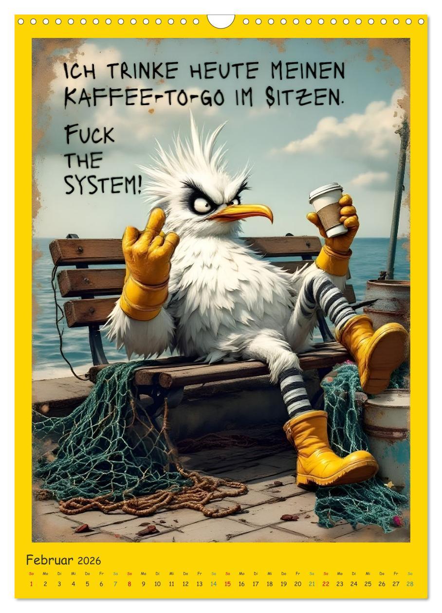 Beispielinhalt (Bild) Böse Möwen (Wandkalender 2026 DIN A3 hoch), CALVENDO Monatskalender