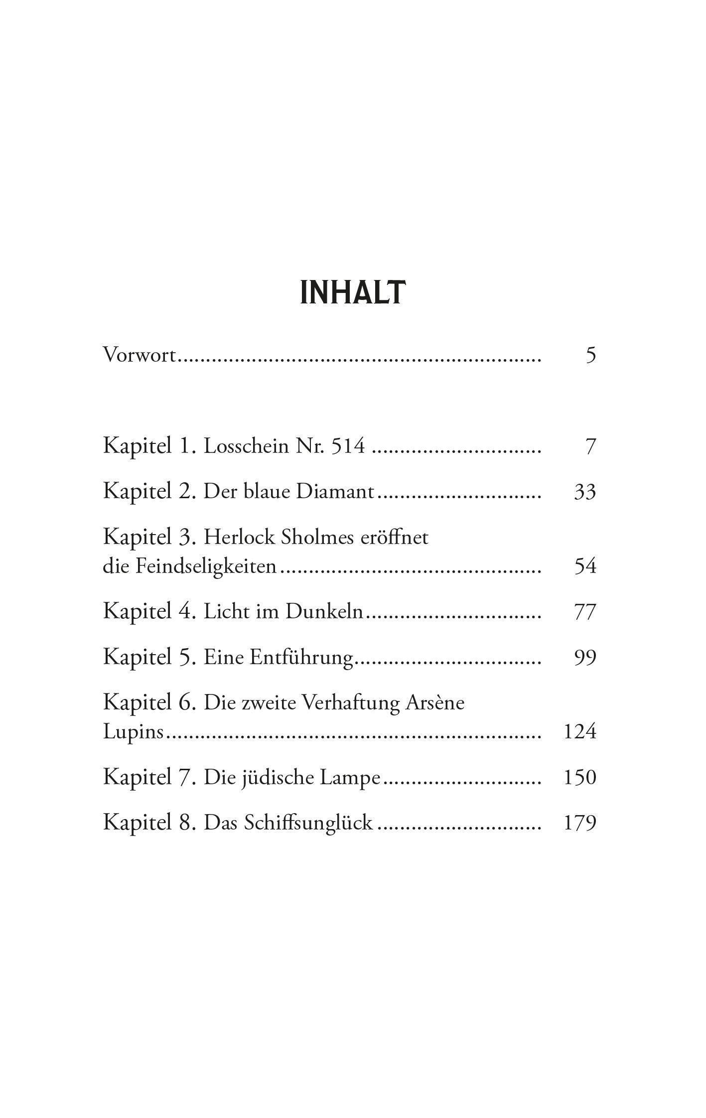 Beispielinhalt (Bild) Arsène Lupin gegen Herlock Sholmes. Detektivroman. Maurice Leblanc